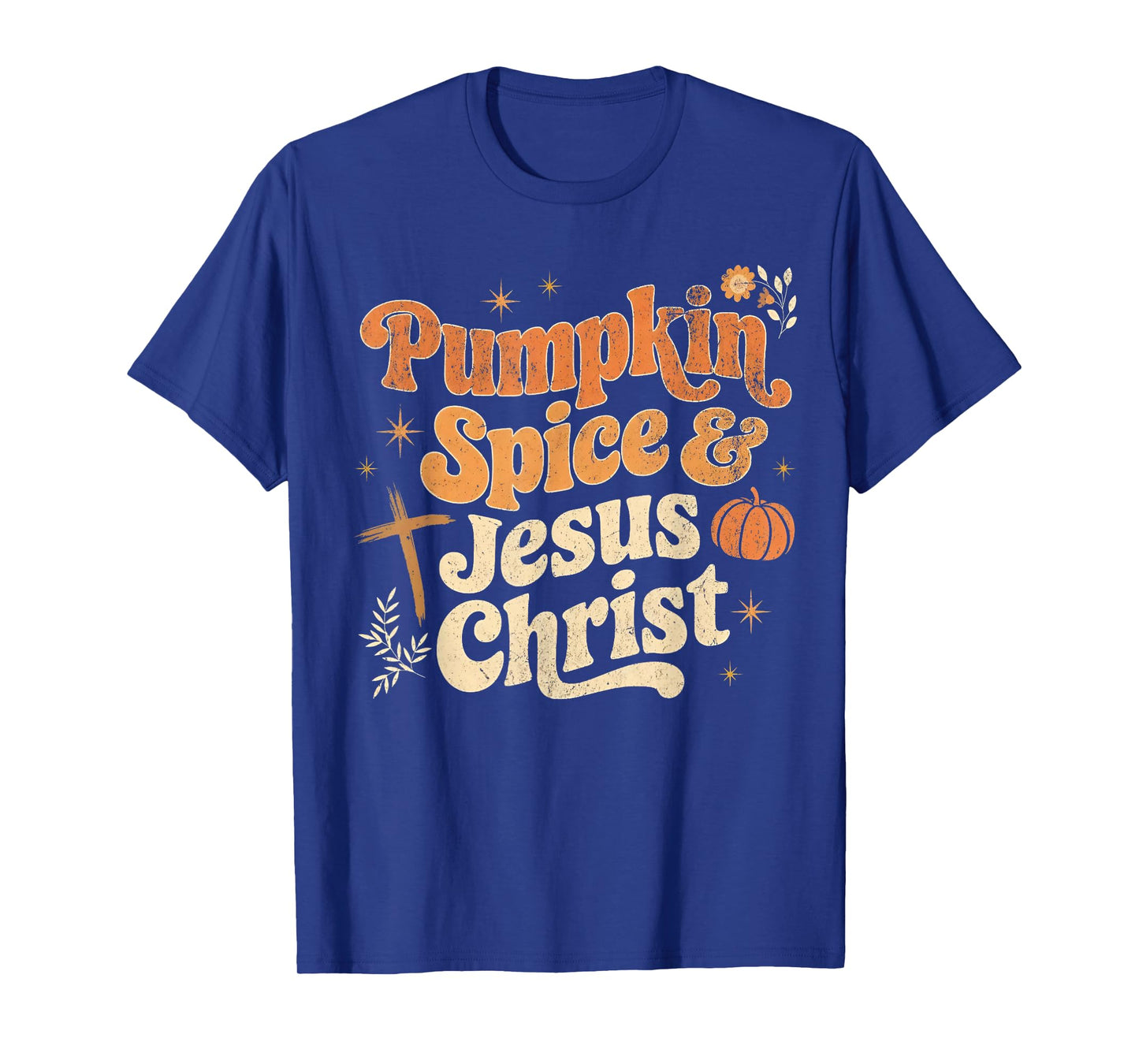 Retro Pumpkin Spice and Jesus Christ Fall Vibes Halloween T-Shirt