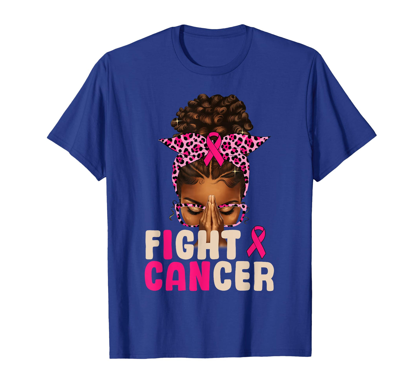 Fight Breast Cancer Afro Black Woman Pray Christian African T-Shirt