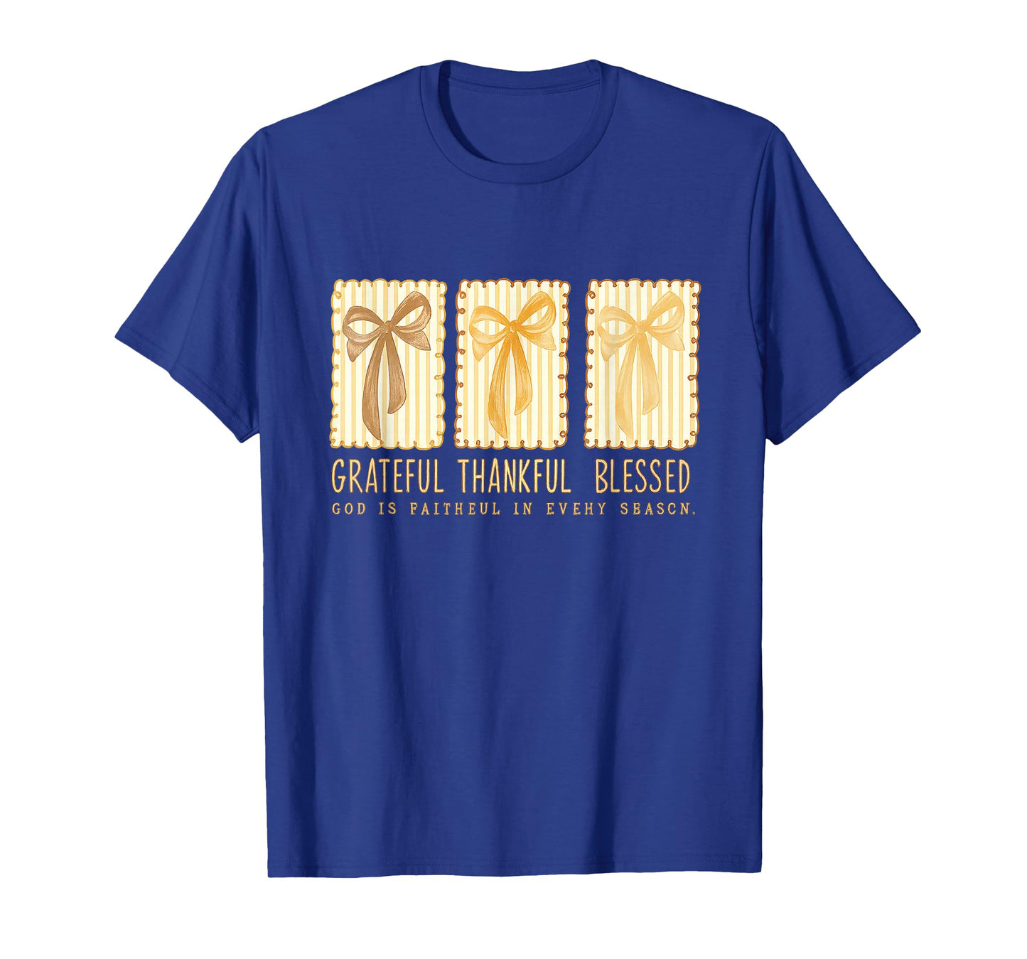 Grateful Thankful Blessed Christian Faith Bow T-Shirt