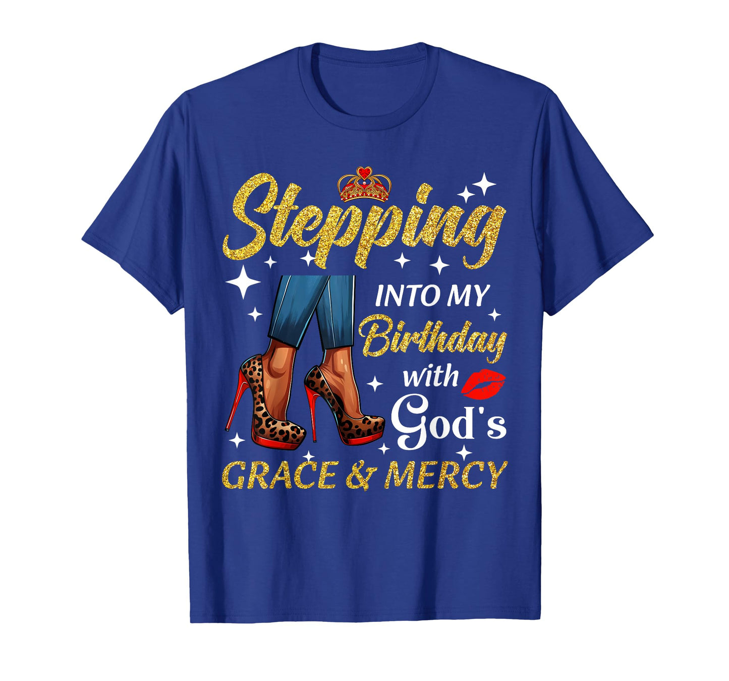 Stepping Into My Birthday Leopard High Heel Bday Women Girls T-Shirt