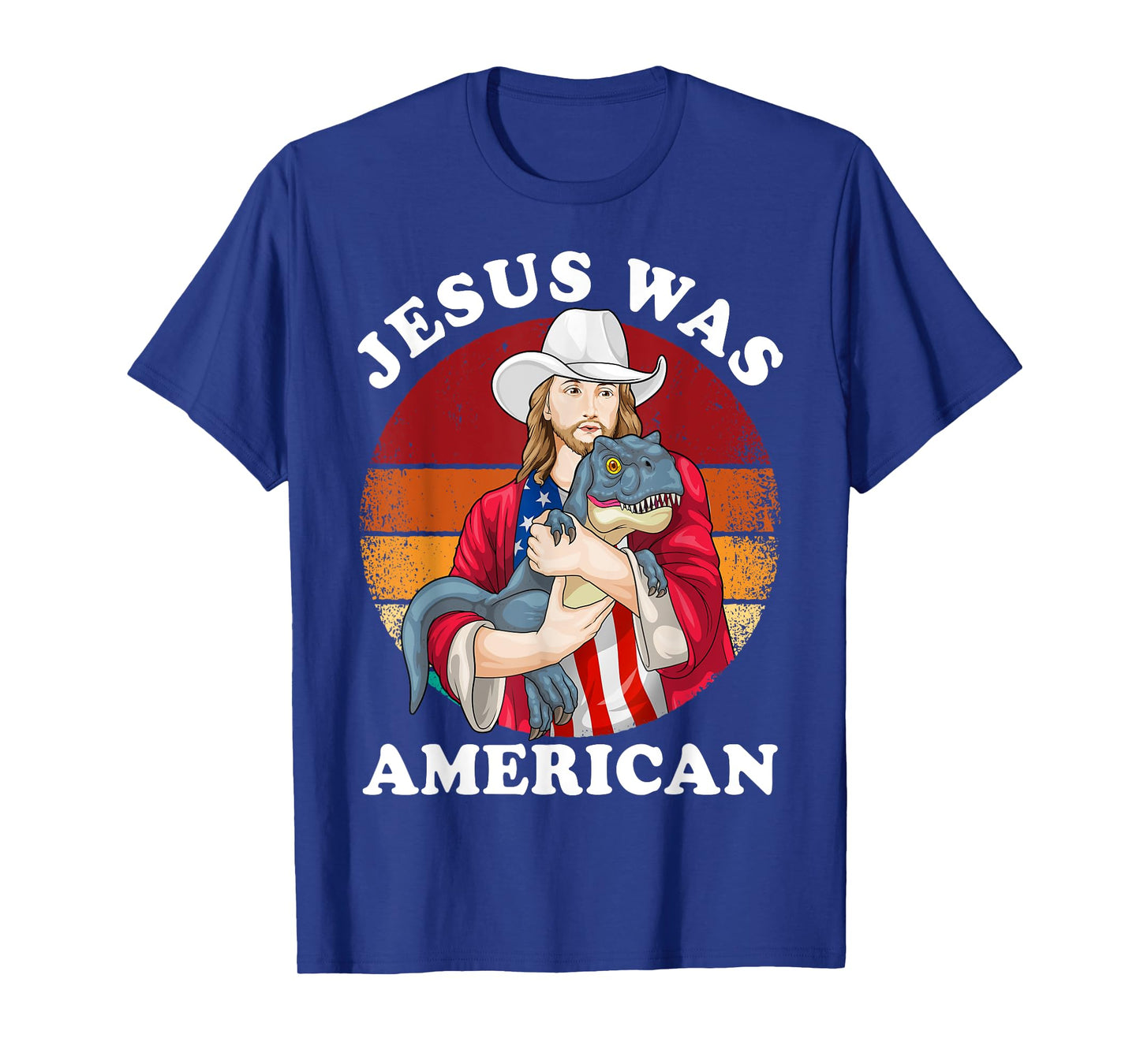 Jesus Was American Dinosaur Jesus T-Rex 4th Of July Vintage T-Shirt