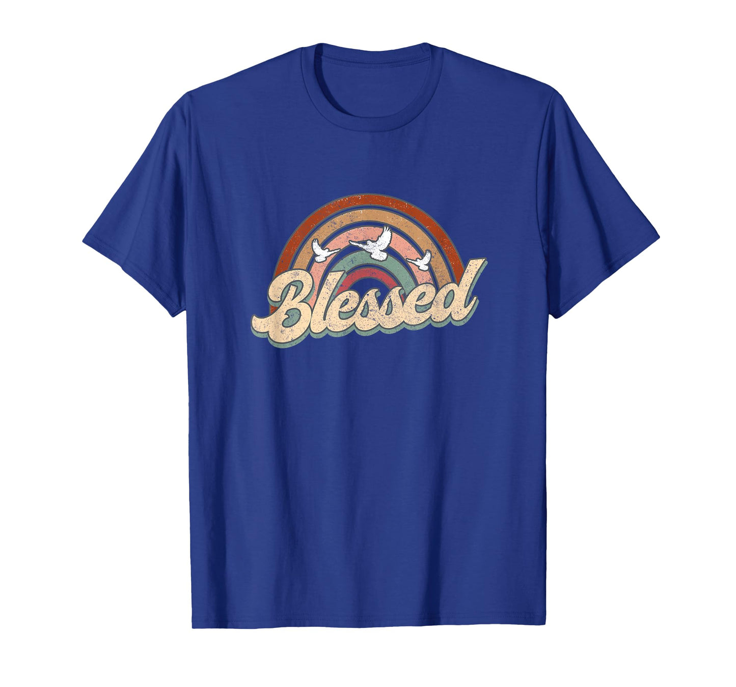 Blessed Retro Vintage Rainbow Christian Jesus God Religious T-Shirt