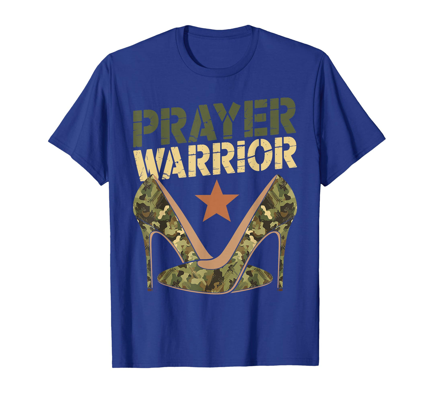 Camo Heels Prayer Warrior Faith God Jesus Christian Women T-Shirt