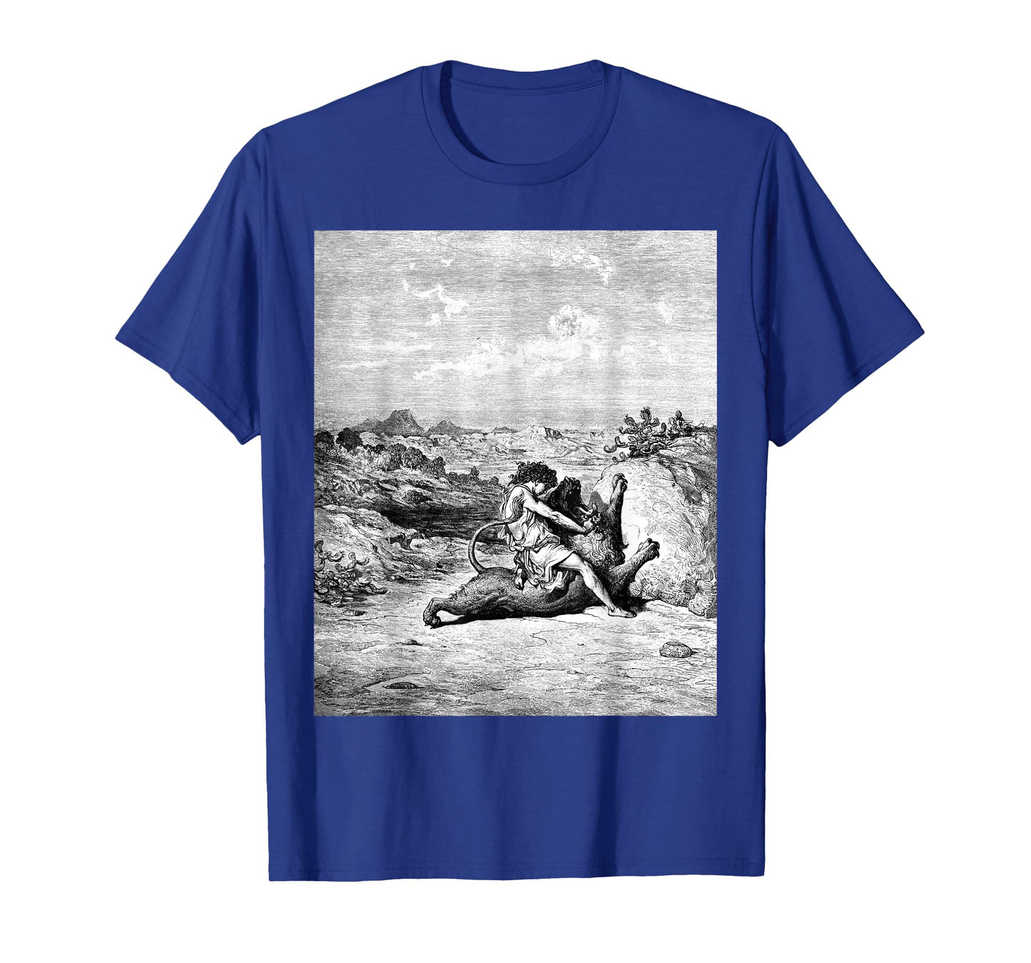 Samson Slaying a Lion Gustave Dore Biblical Art The Bible T-Shirt