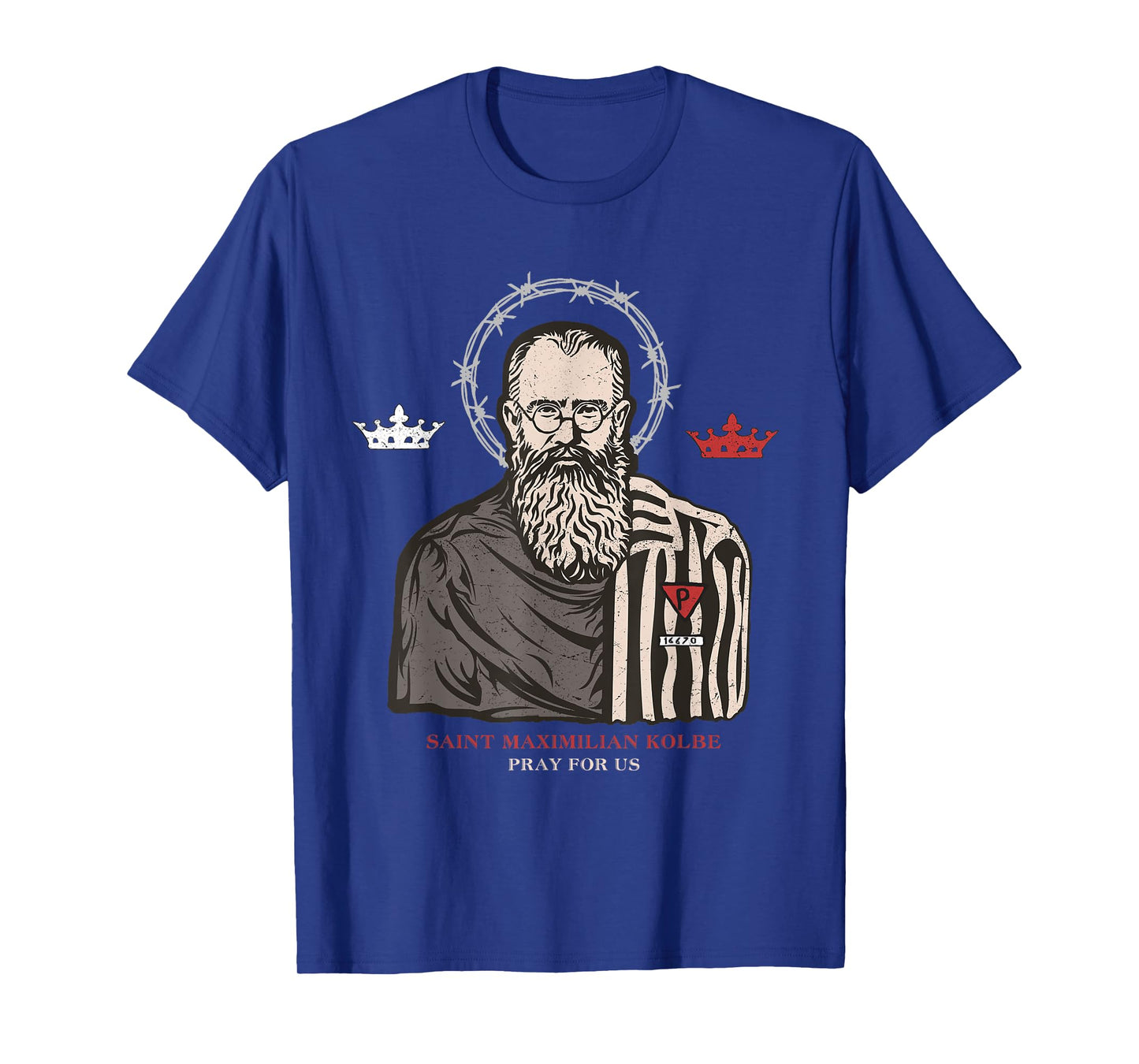 St Maximilian Kolbe Two Crowns Catholic Saint T-Shirt