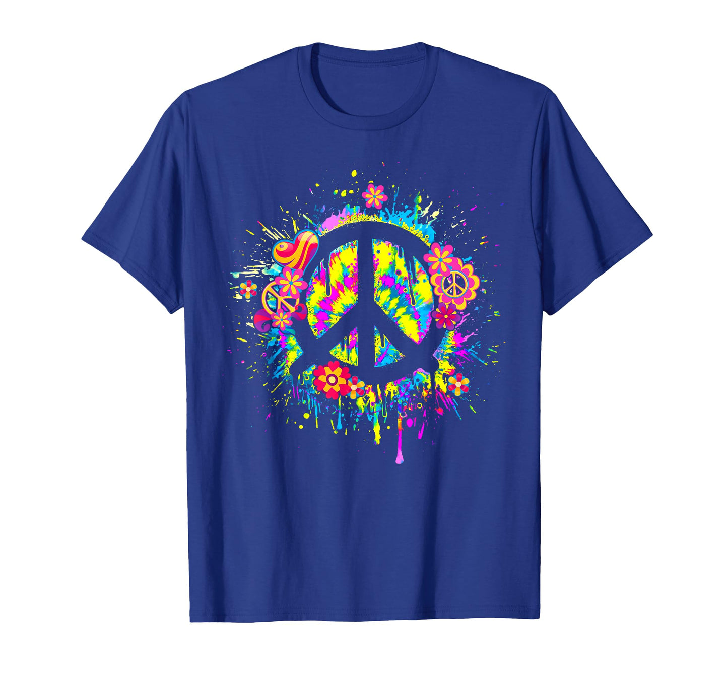 Groovy Hippie 70s Style Flowers Peace Sign World Peace Day T-Shirt