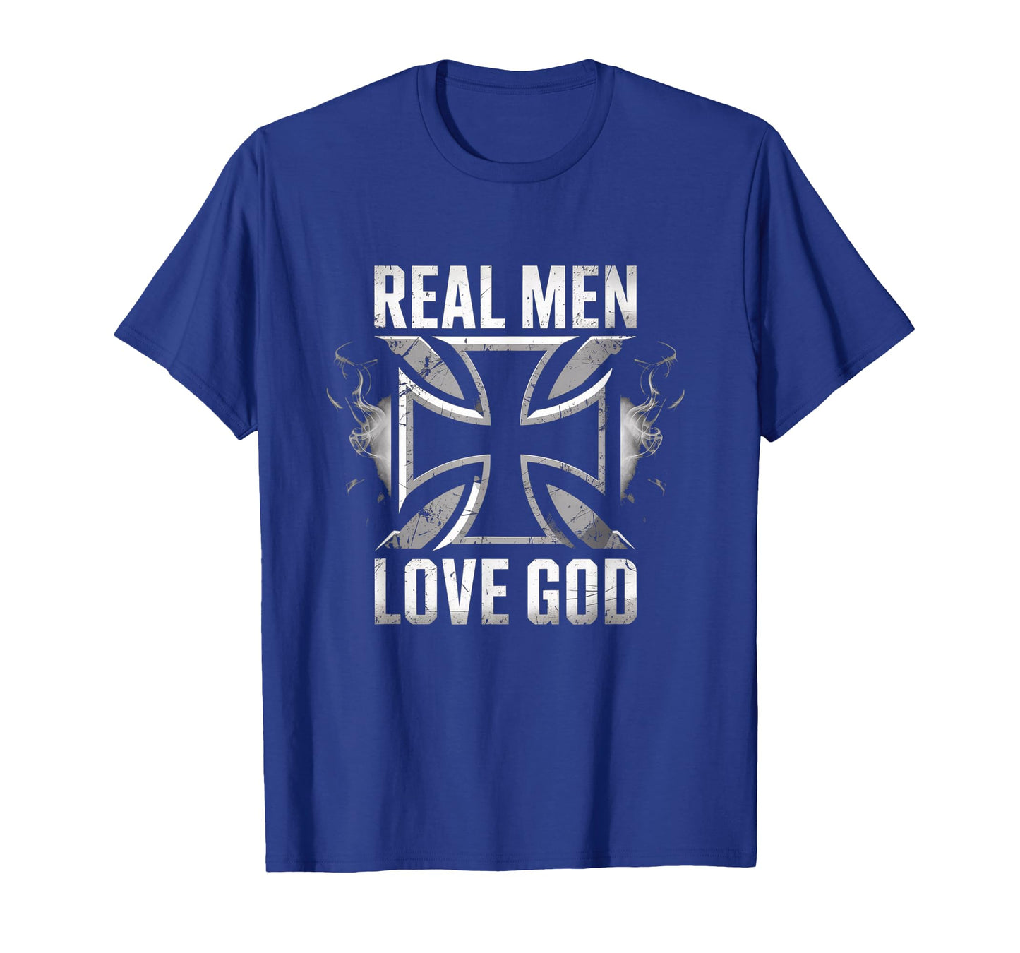 Retro Christian Cross Real Men Love God Design T-Shirt