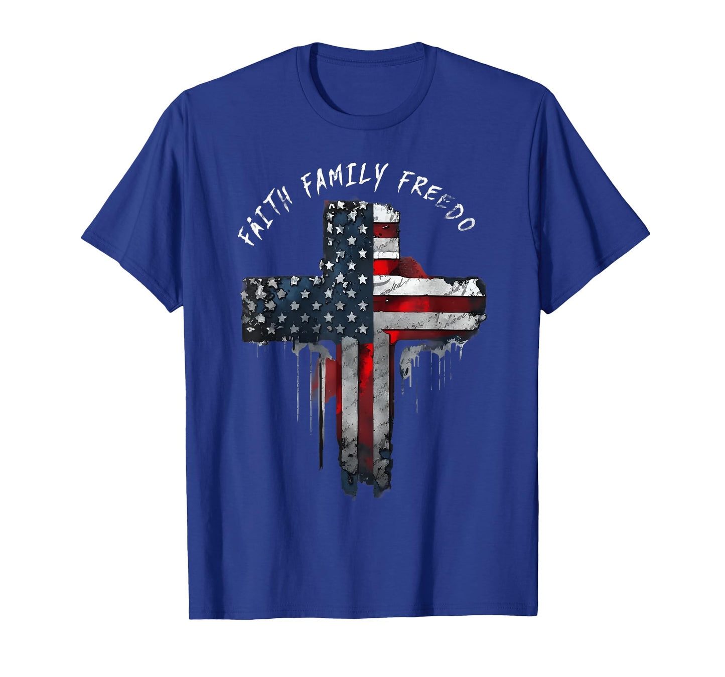 Faith Family Freedom Patriotic Cross With American Flag T-Shirt