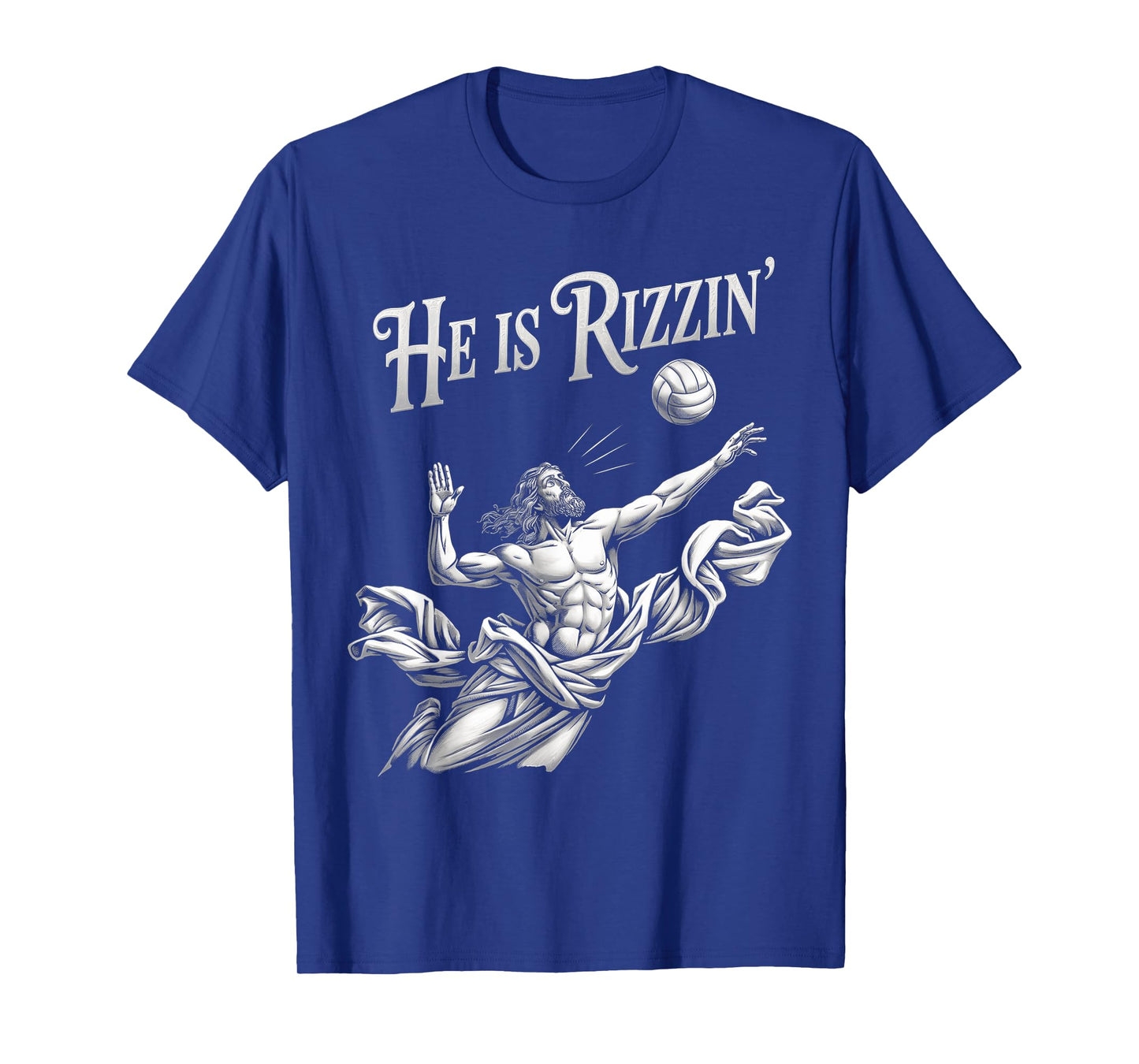 He Is Rizzin Funny Jesus Playing Volleyball Player Easter T-Shirt