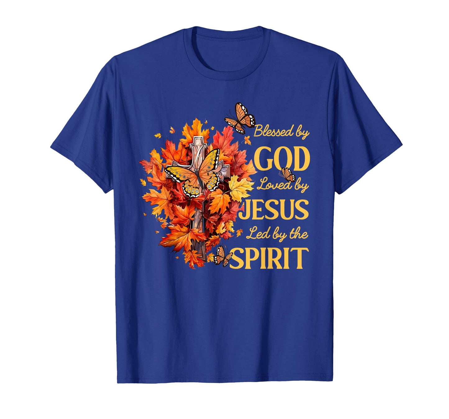 Christian Lover Thanksgiving Blessed by God Loved by Jesus T-Shirt