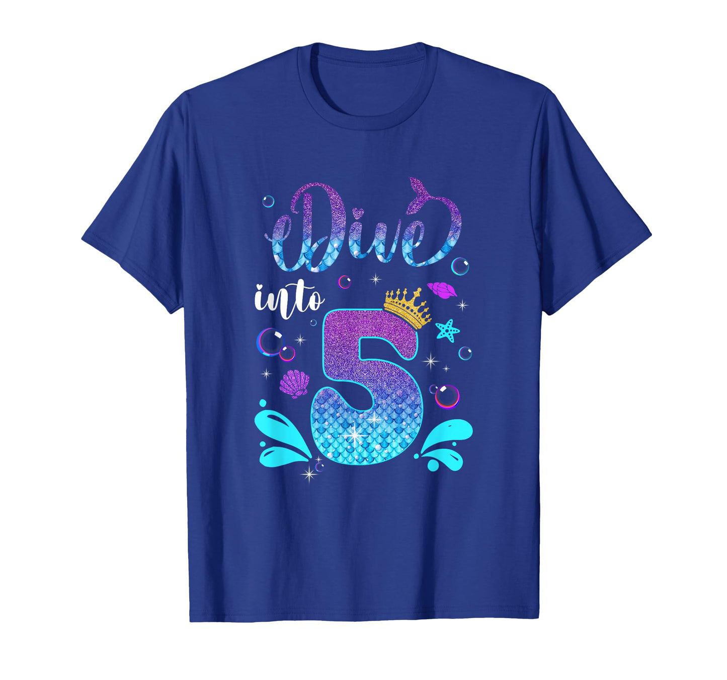 Dive Into 5 Birthday Decorations Girl 5Th Birthday Mermaid T-Shirt