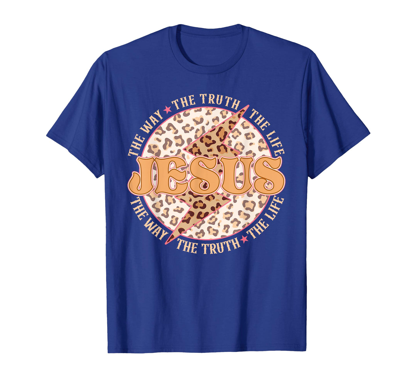 Jesus The Way Truth Retro Groovy Lightning Leopard Women Men T-Shirt