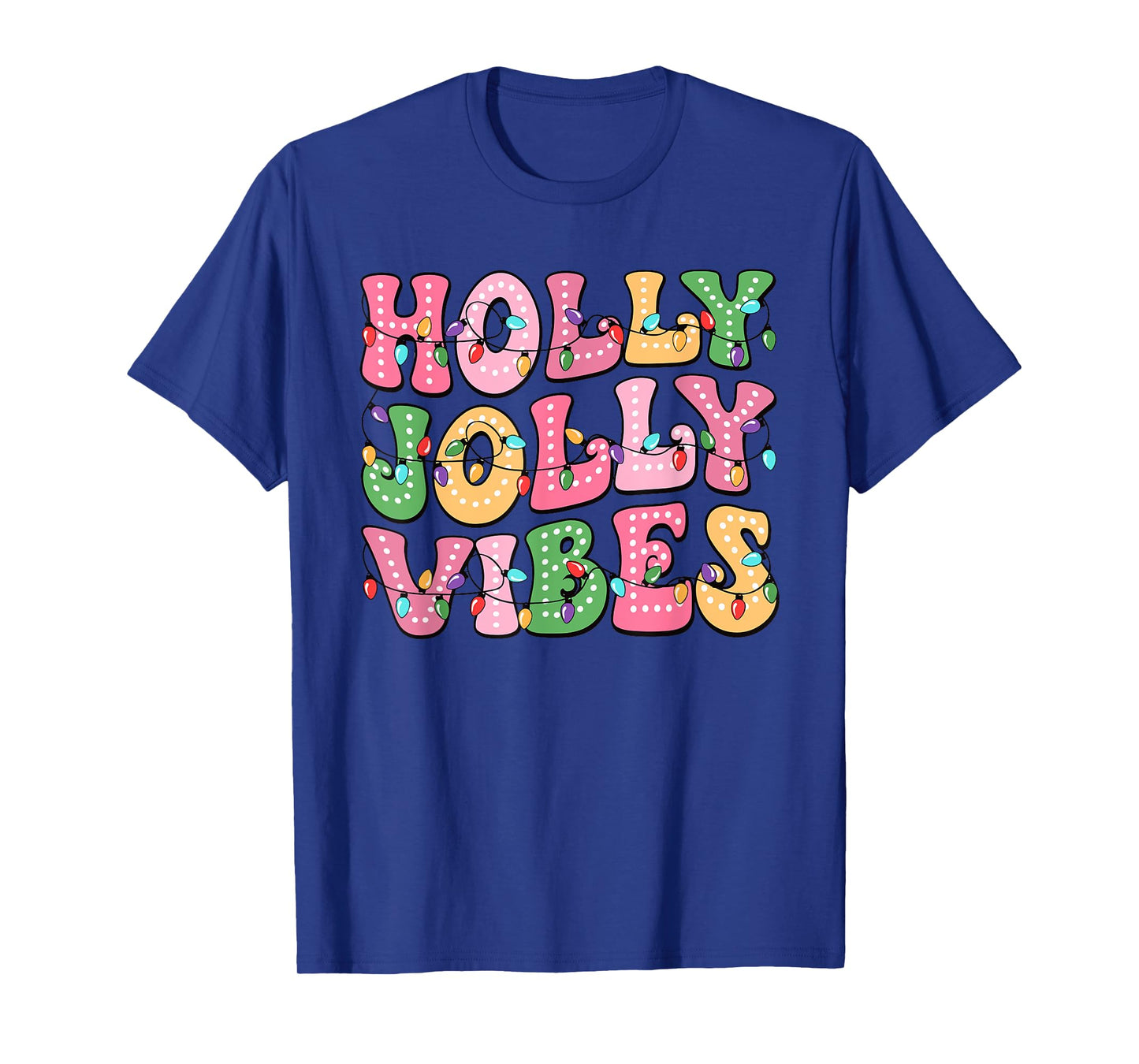 Groovy Holly Xmas Jolly Vibes Pink Christmas Xmas Men Women T-Shirt