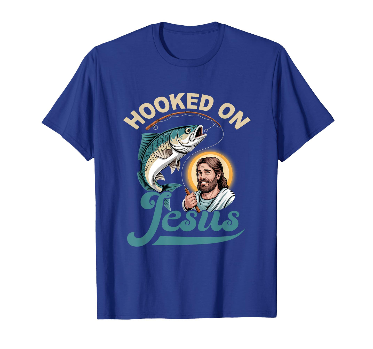 Hook On Jesus Fisherman Bass Fishing Christian Religious God T-Shirt