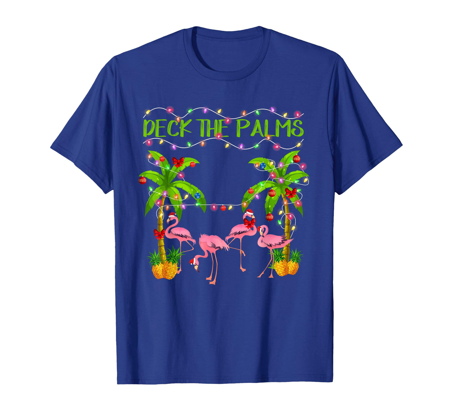 Deck the Palms Flamingo Lover Merry Christmas Pink Xmas T-Shirt