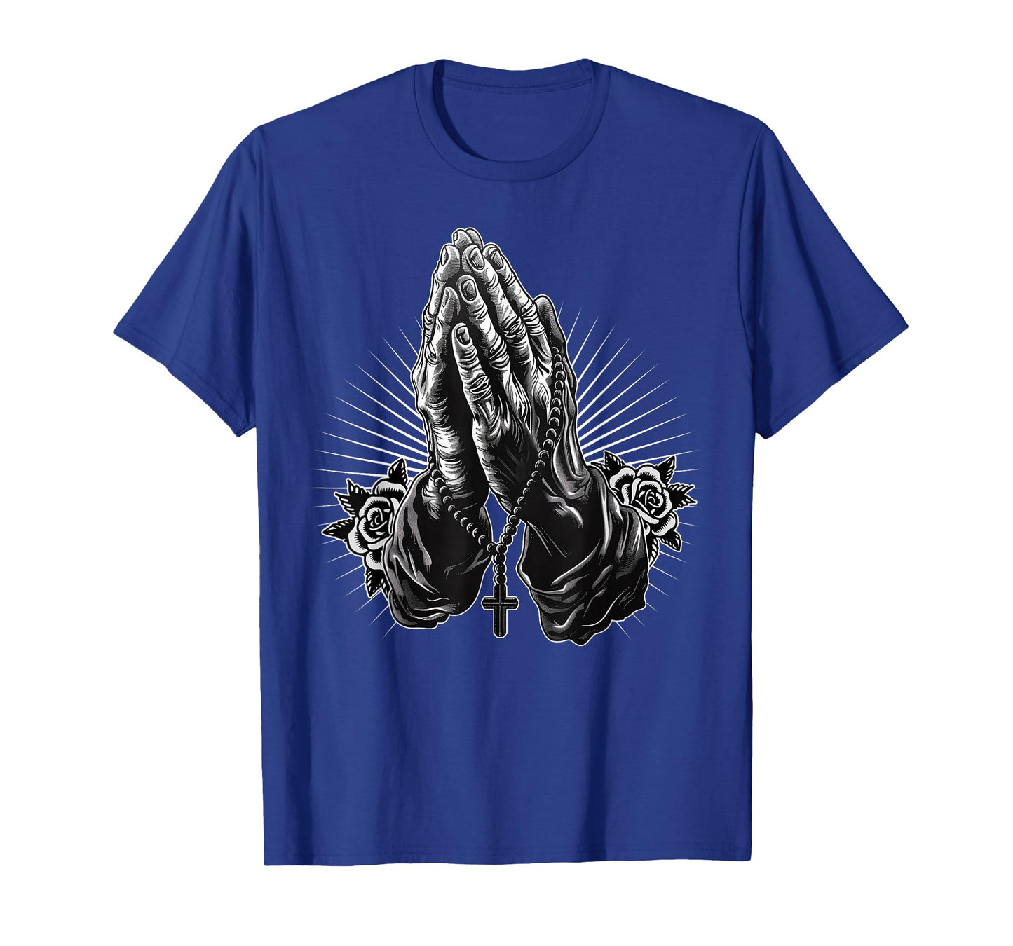 Prayer Hands Catholic Christian Chicano Tattoo Rosary T-Shirt