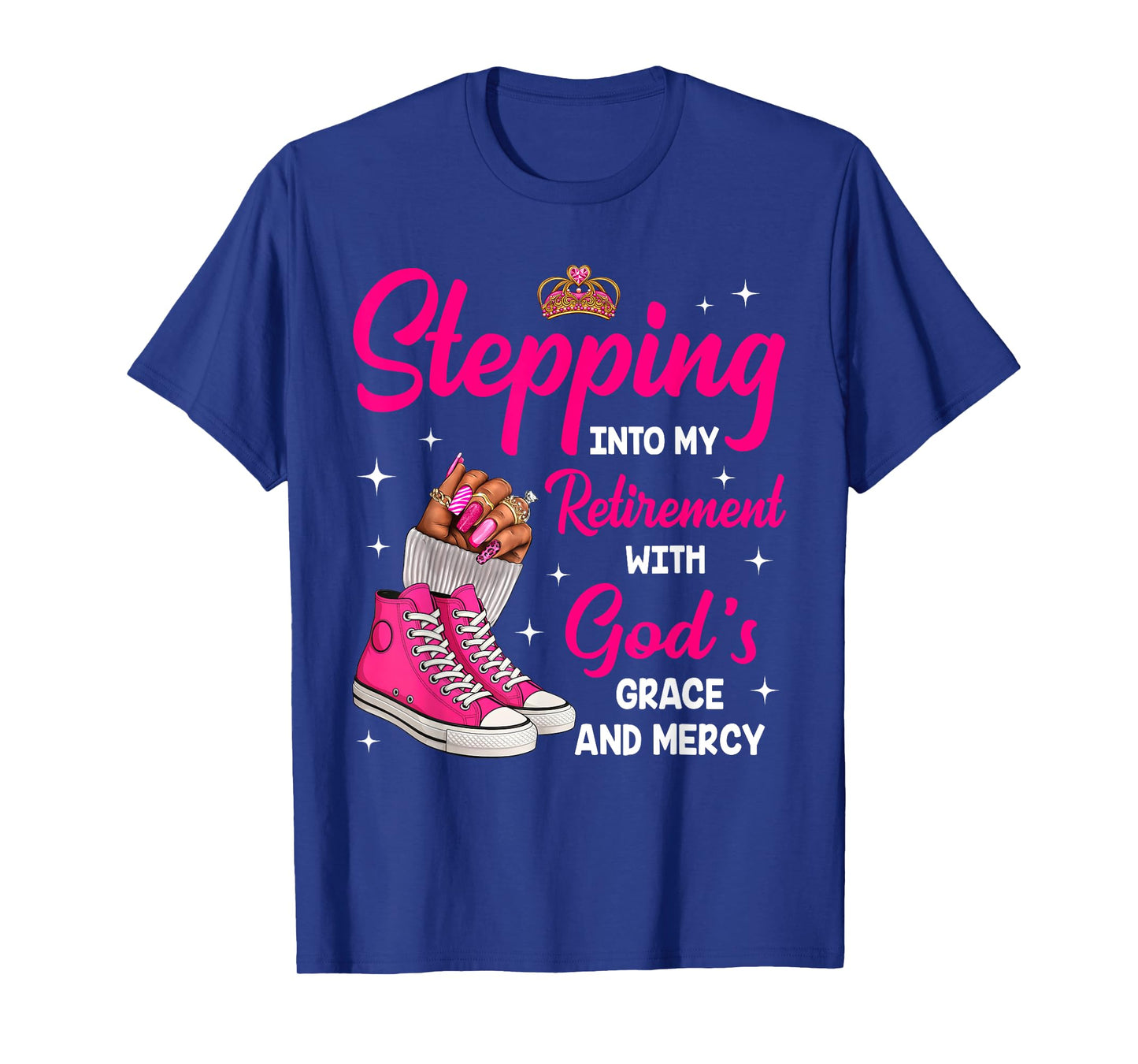 Stepping Into My Retirement Afro Woman Melanin Queen T-Shirt