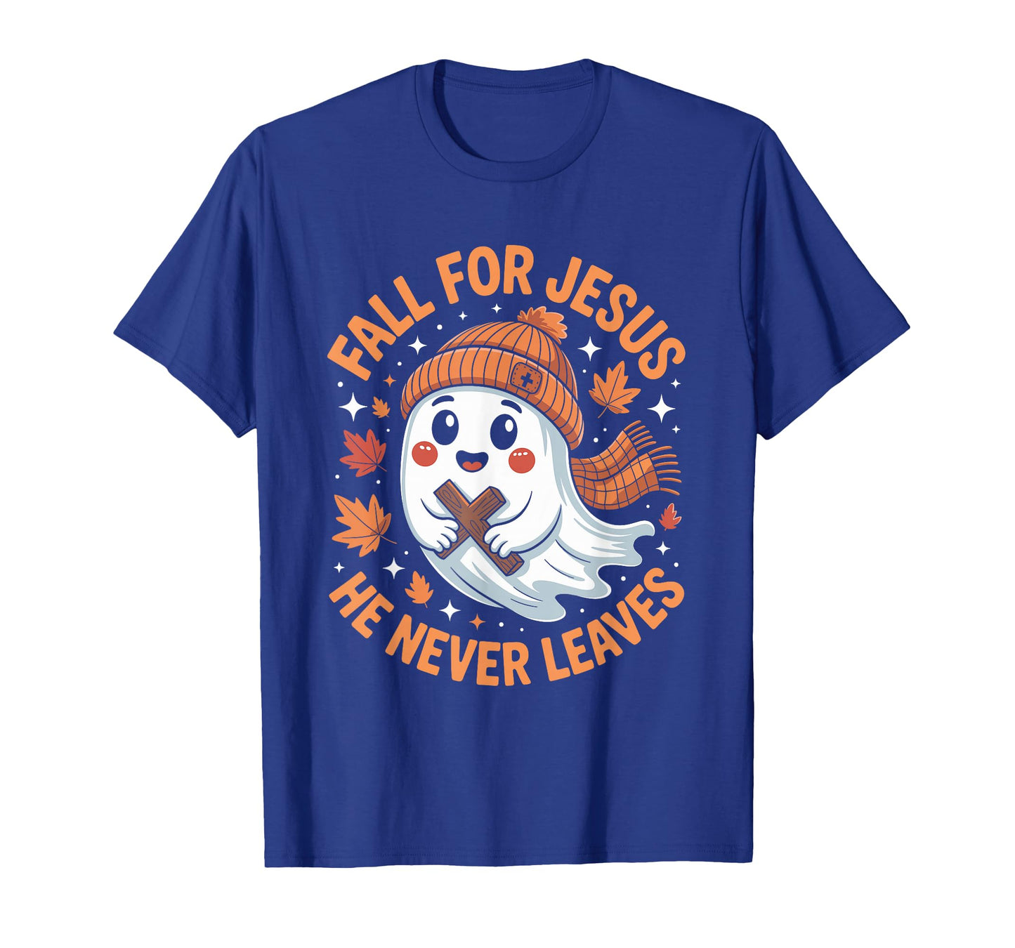Fall for Jesus He Never Leaves Christian Faith Ghost Meme T-Shirt