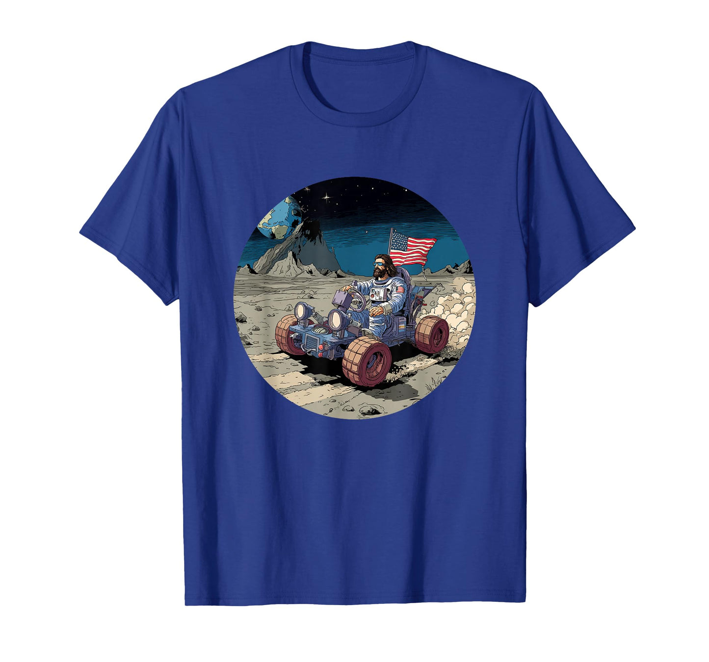 Funny Moon Vehicle with Jesus Christ Costume T-Shirt