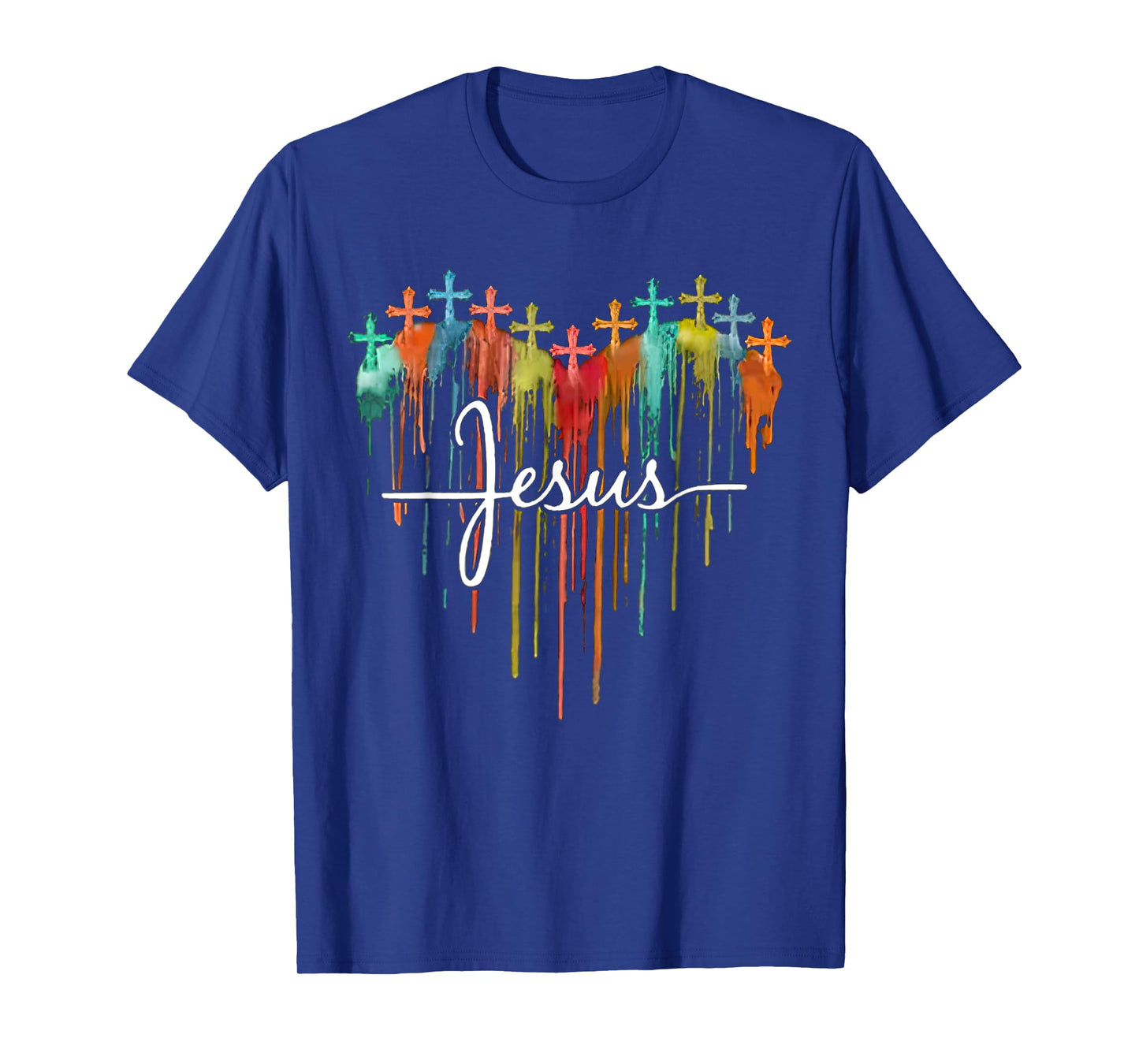 Colorful Jesus Cross Melting Heart For Christian Jesus Lover T-Shirt