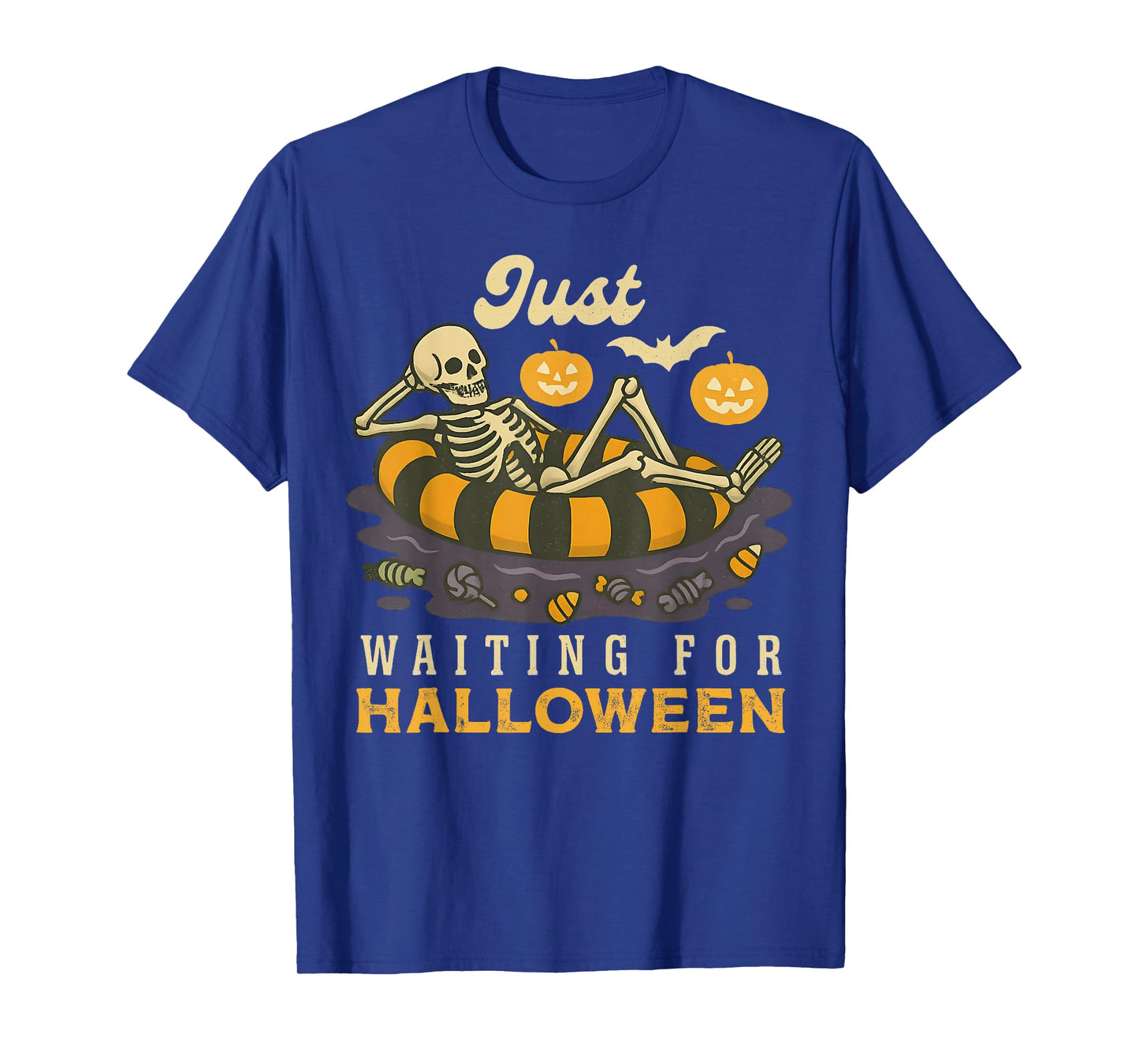 Just Waiting For Halloween Spooky Skeleton Trick Or Treat T-Shirt
