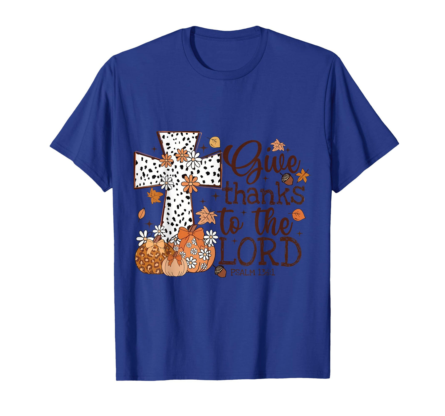 Give Thanks to The Lord Christian Fall Leopard Pumpkin T-Shirt