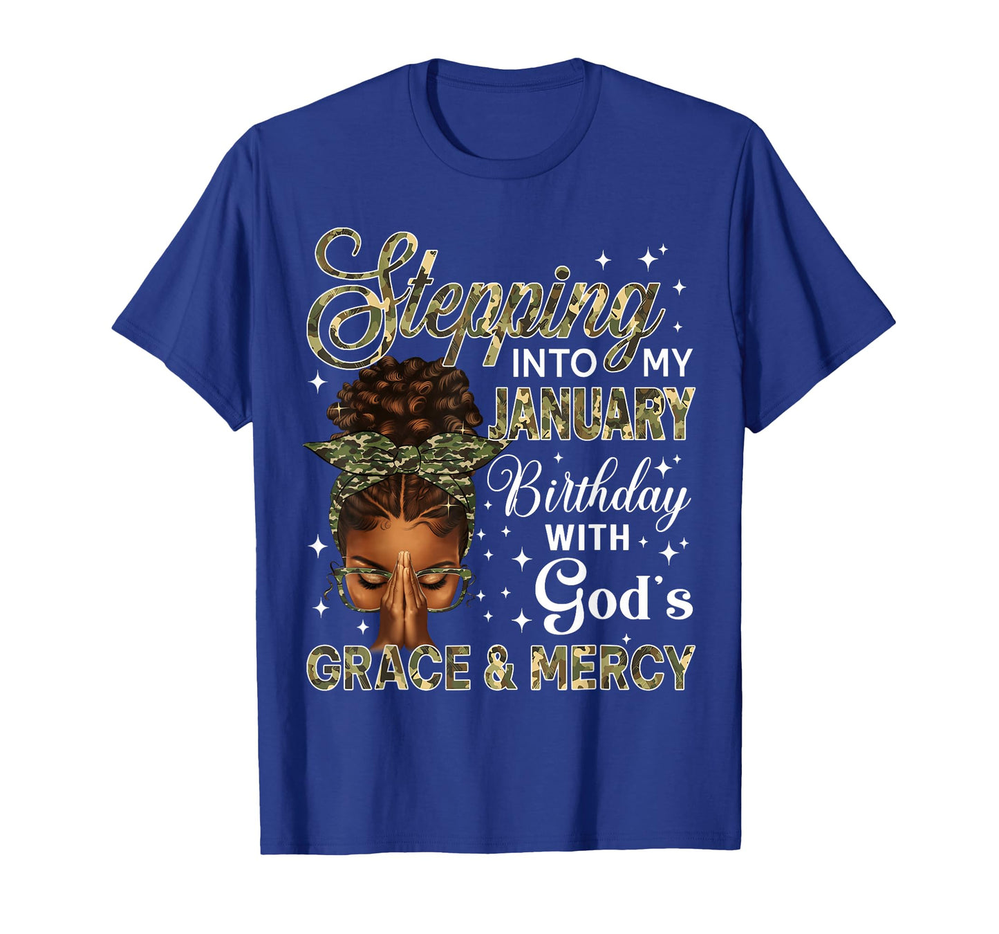 Stepping Into My January Birthday Black Women Afro Christian T-Shirt