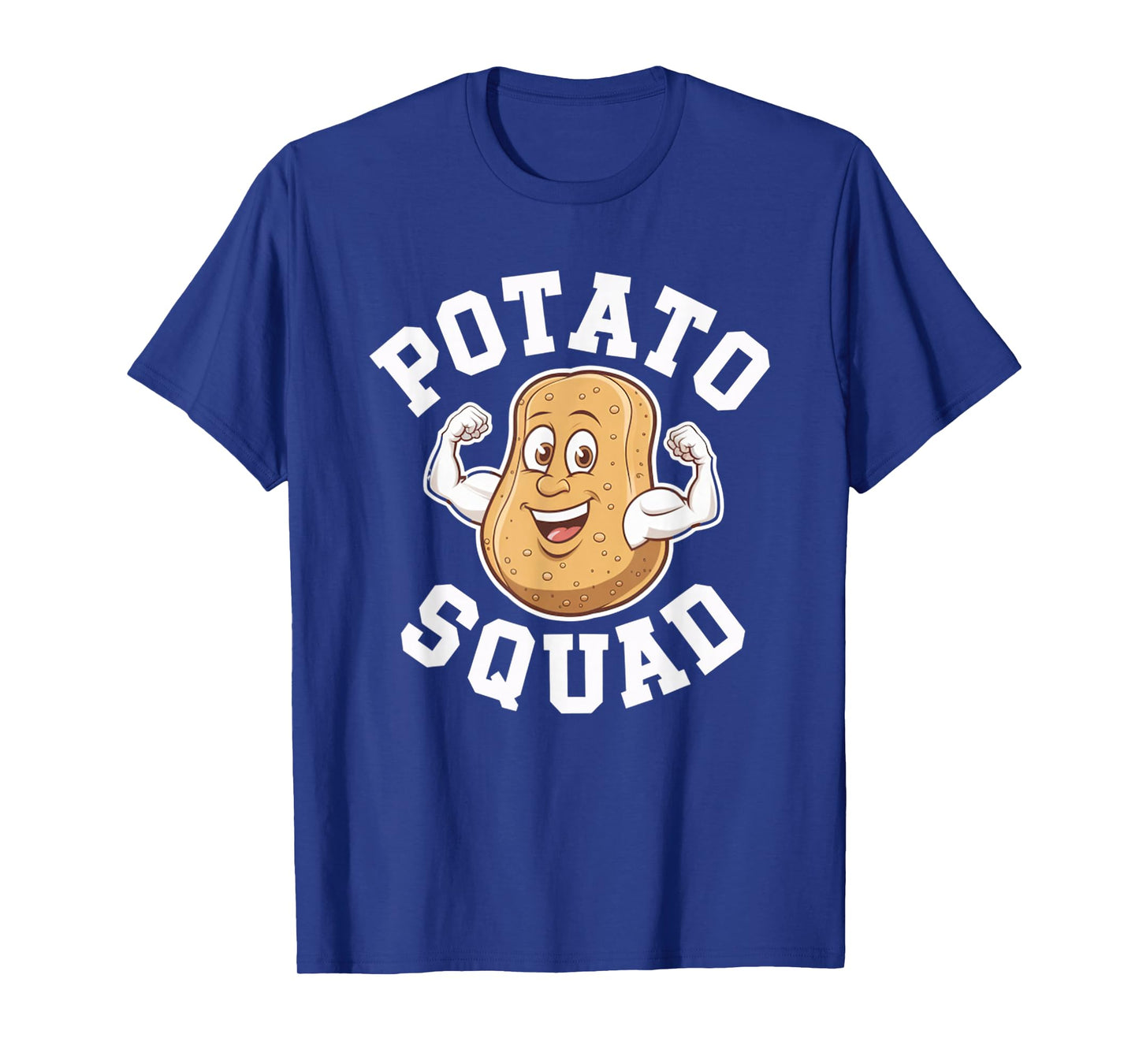 Funny Potato Squad Flexing Muscular Happy Character Design T-Shirt