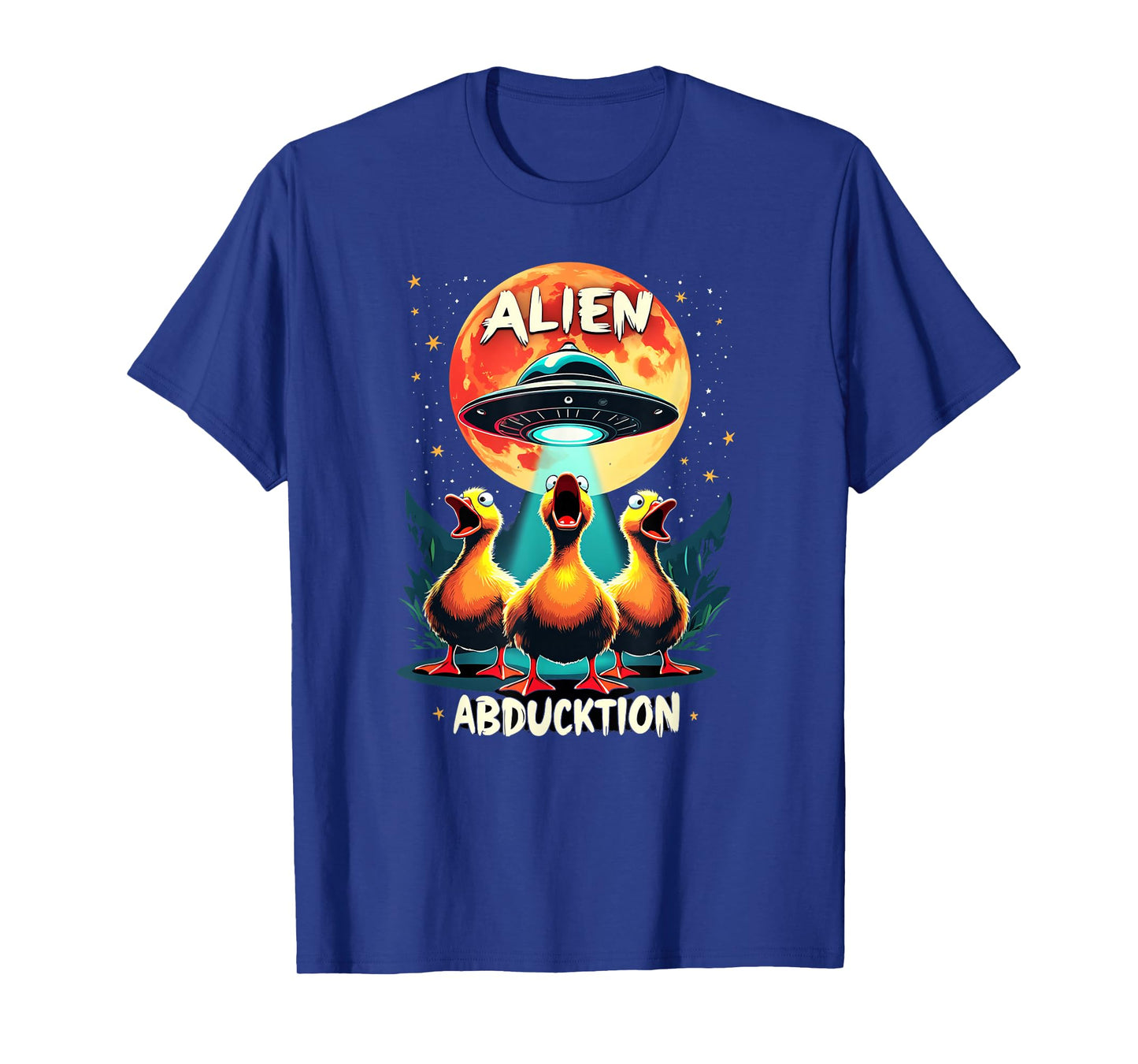 Funny Ducks UFO Abduction - Alien AbDUCKtion Word Joke T-Shirt