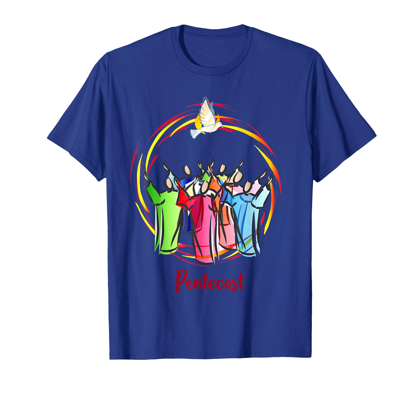 Pentecost Doves Tongues Fire Flame Holy Spirit Catholic T-Shirt