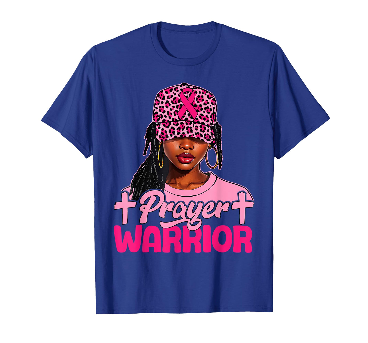 Prayer Warrior Black Women Afro Christian Breast Cancer T-Shirt
