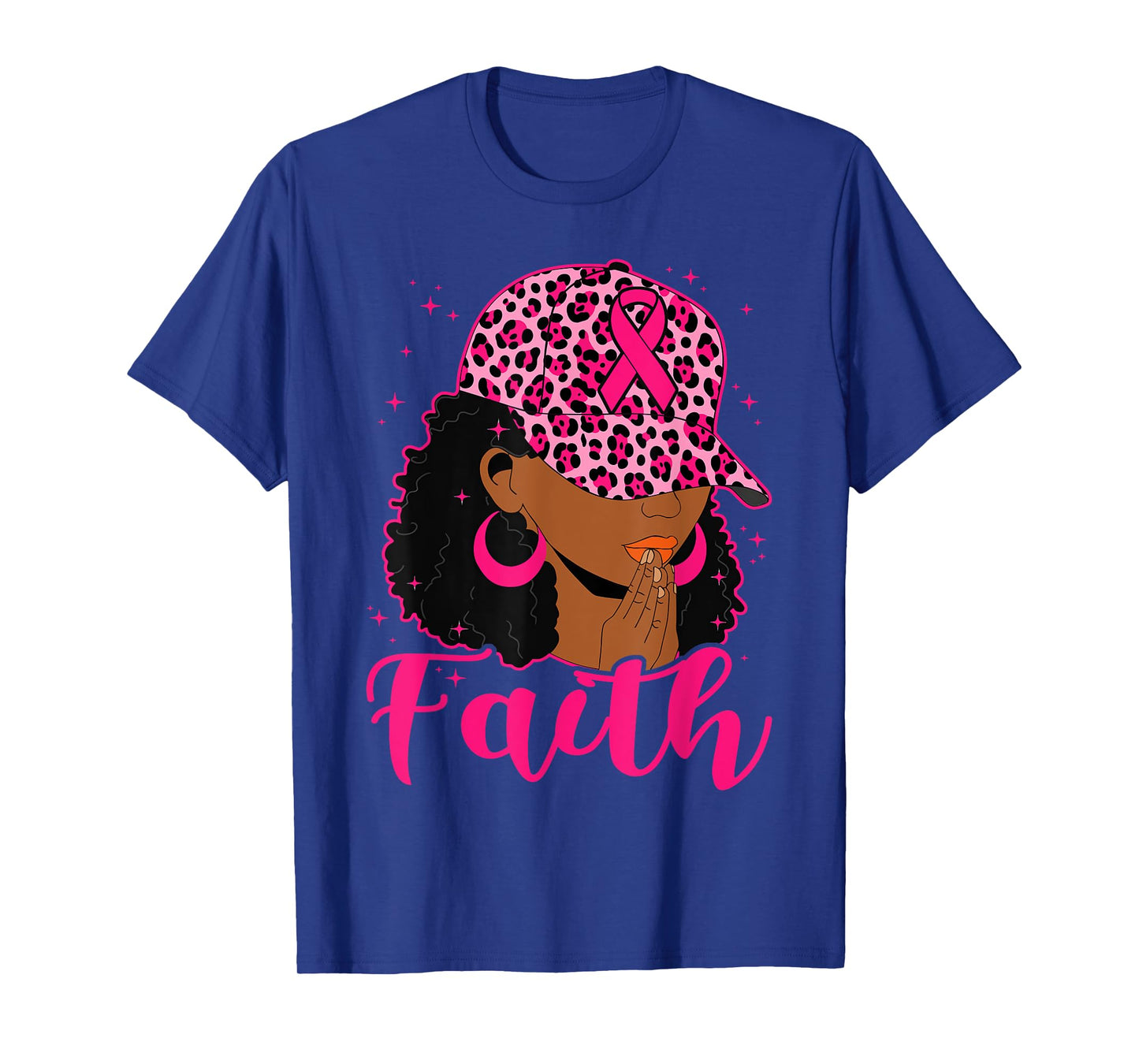 Faith Black Women Afro Christian Breast Cancer Awareness T-Shirt