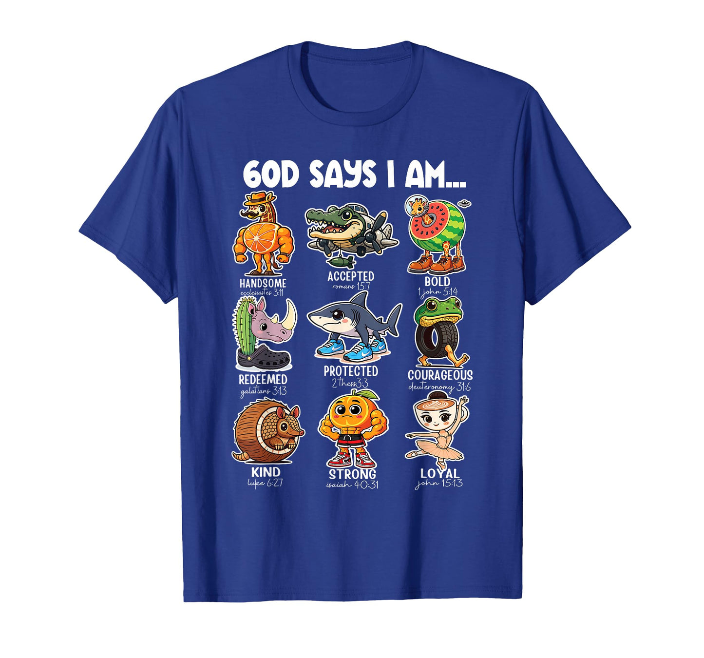 God Says I Am Italian Brainrot Cartoon Funny Christian Kids T-Shirt