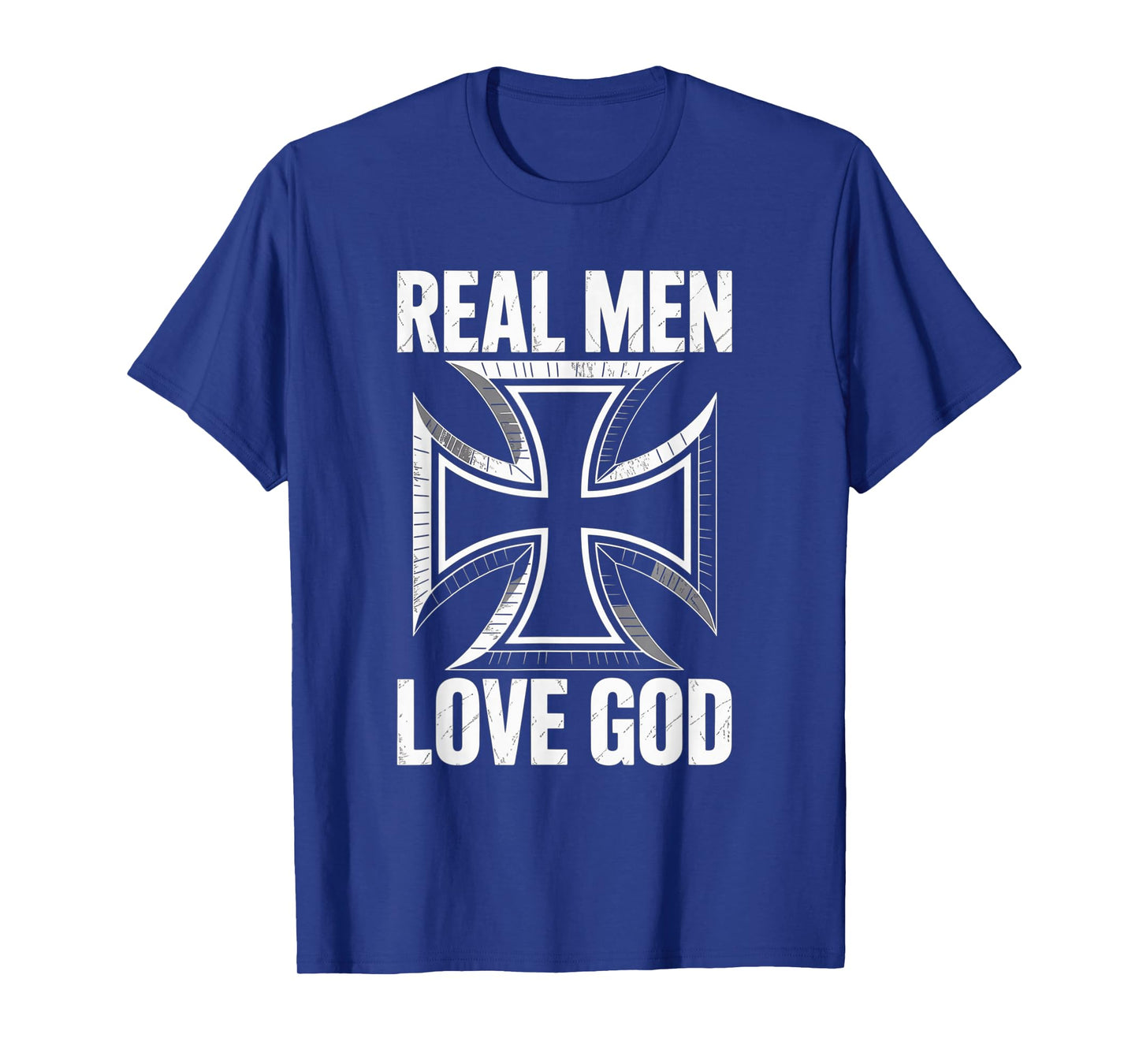 Retro Christian Cross Real Men Love God Design T-Shirt