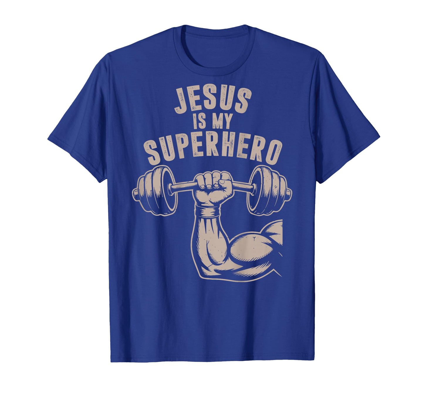 Jesus is My Superhero Barbell Funny Christian Workout Gym T-Shirt