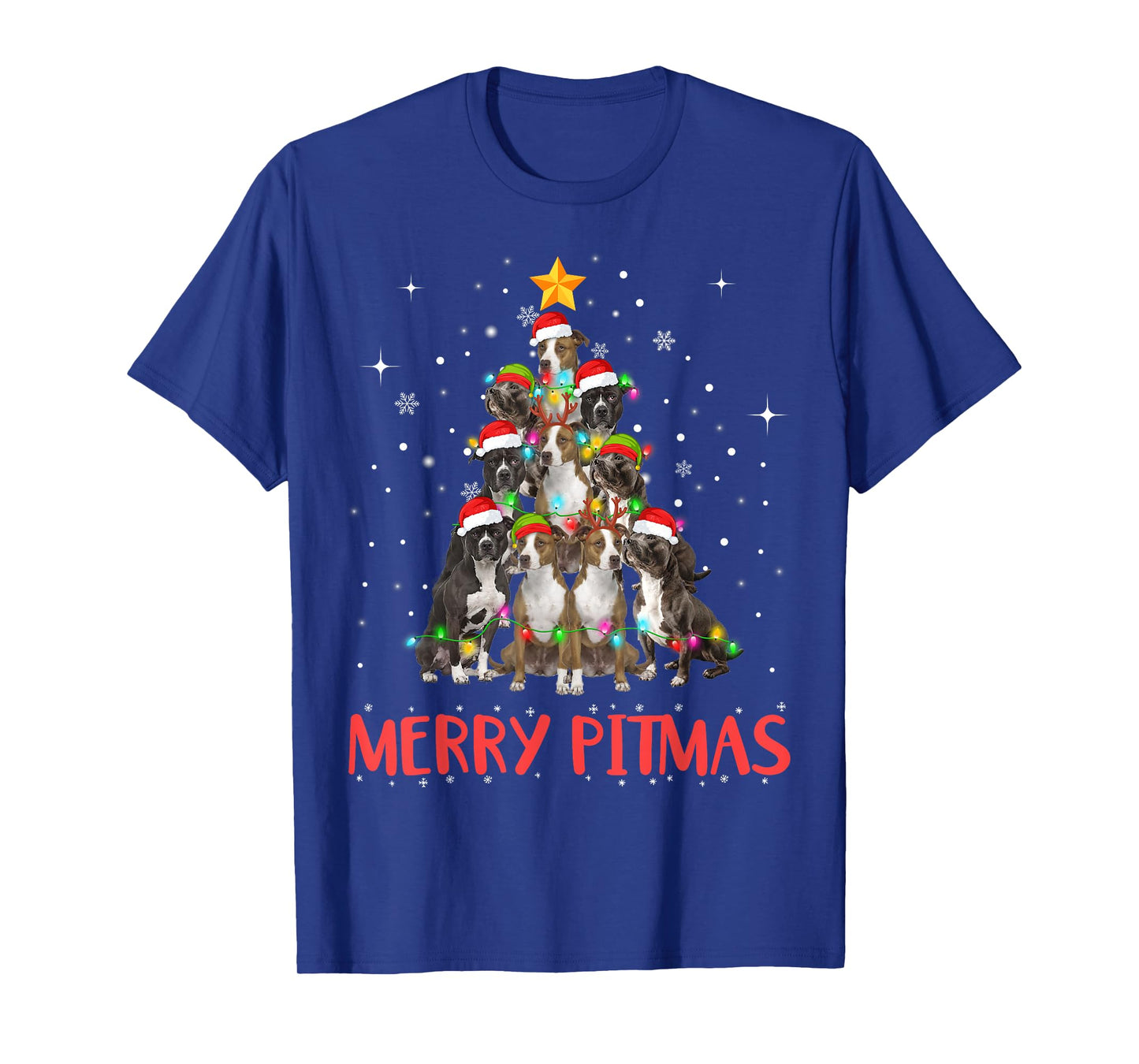 Merry Pitmas Pitbull Dog Ugly Christmas Sweater Tree Dogs T-Shirt
