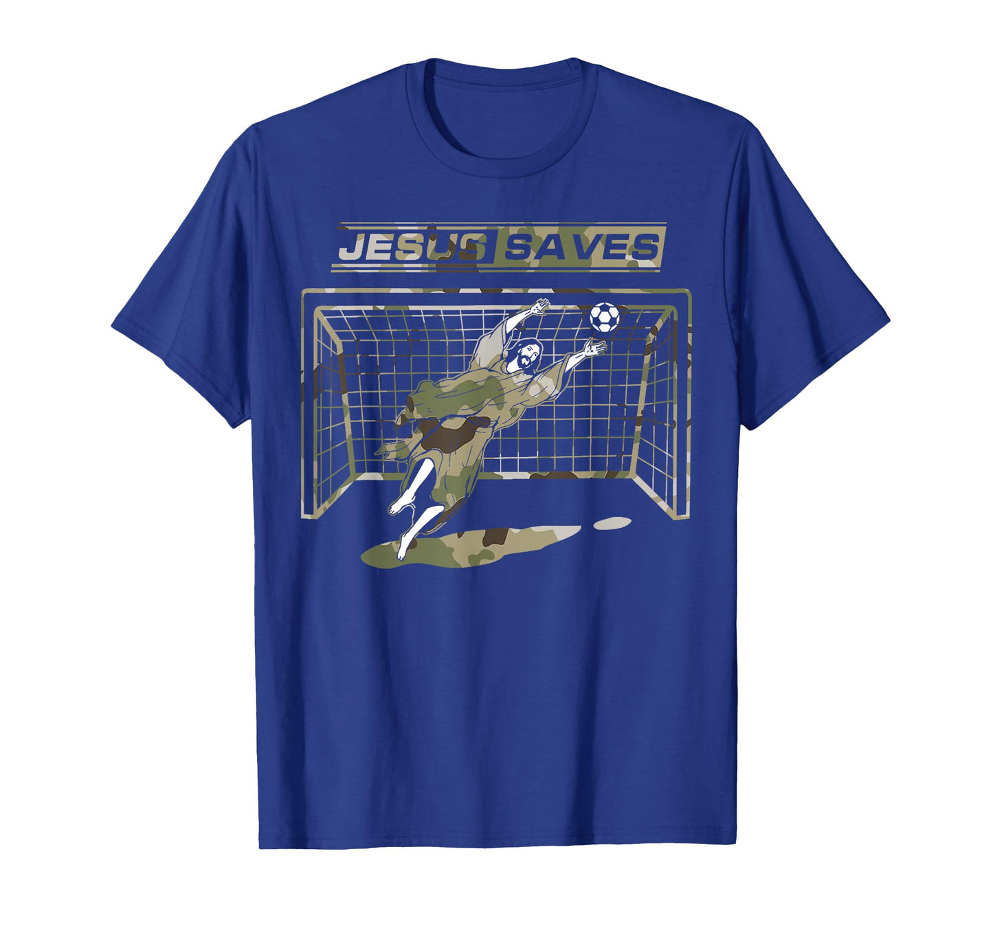 Jesus Saves Christ Soccer Goalie Sport Redleg Camo T-Shirt