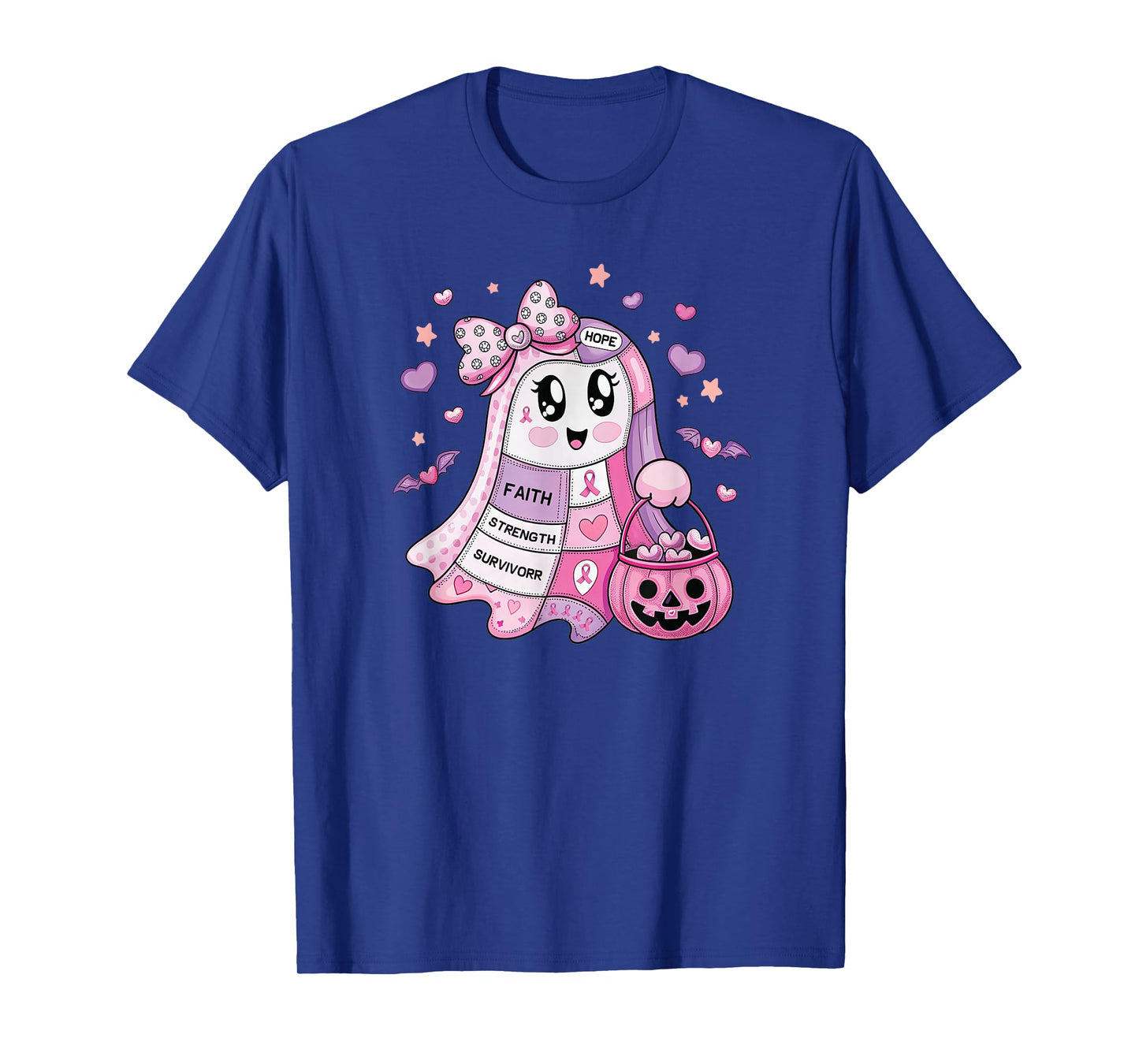Cute Pink Ribbon Ghost Breast Cancer Awareness October T-Shirt