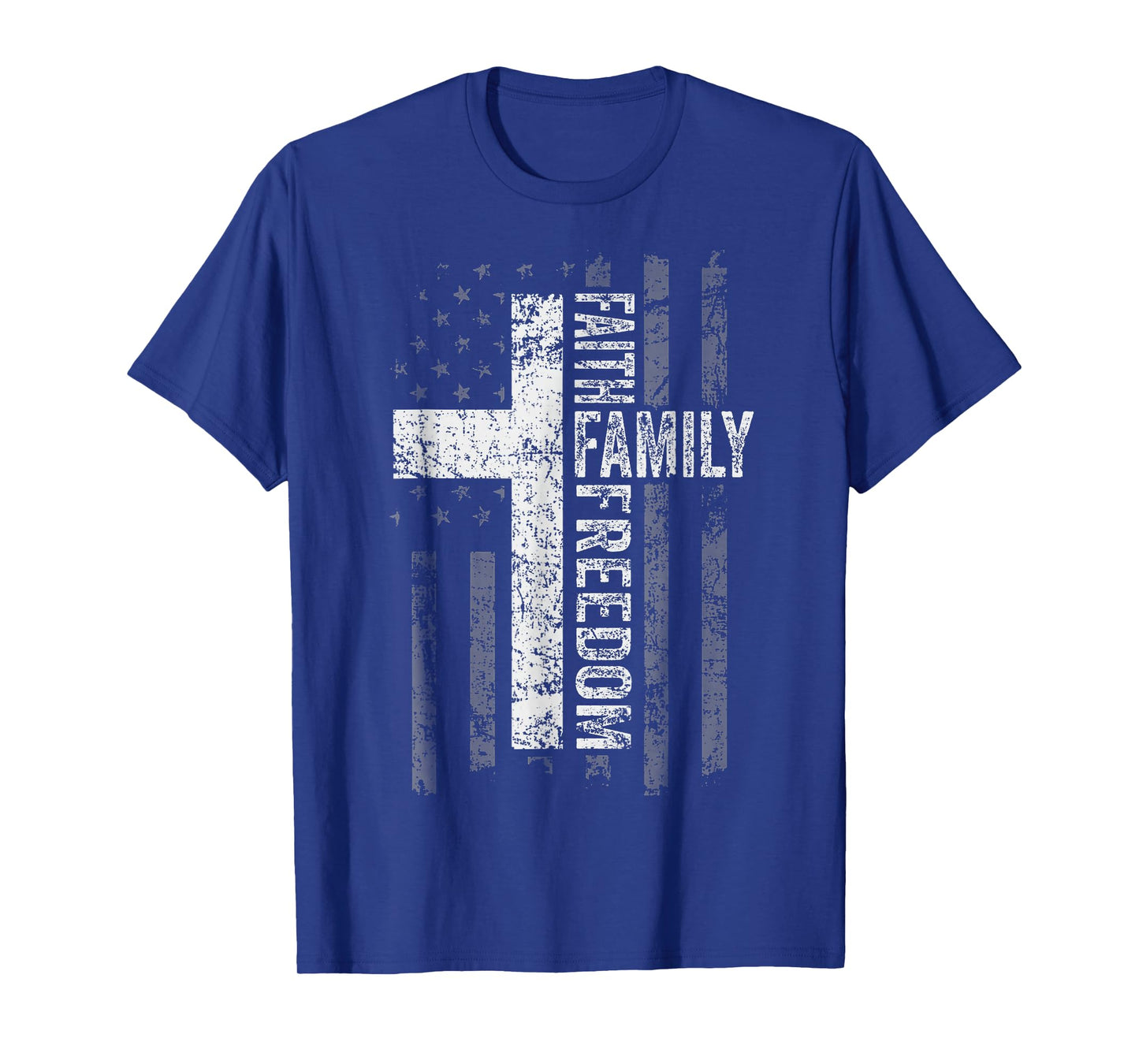 Faith Family Freedom Patriotic Christian Vintage USA Flag T-Shirt