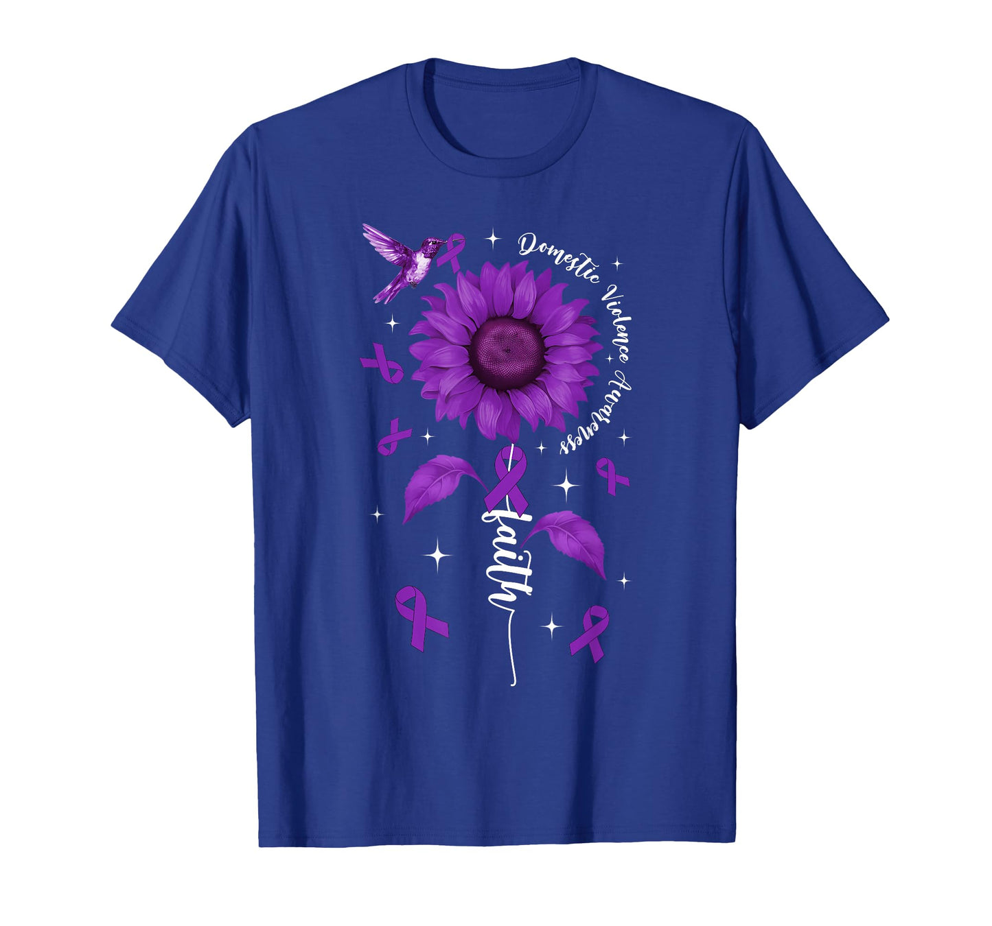 Faith Domestic Violence Awareness Purple Ribbon & Sunflower T-Shirt