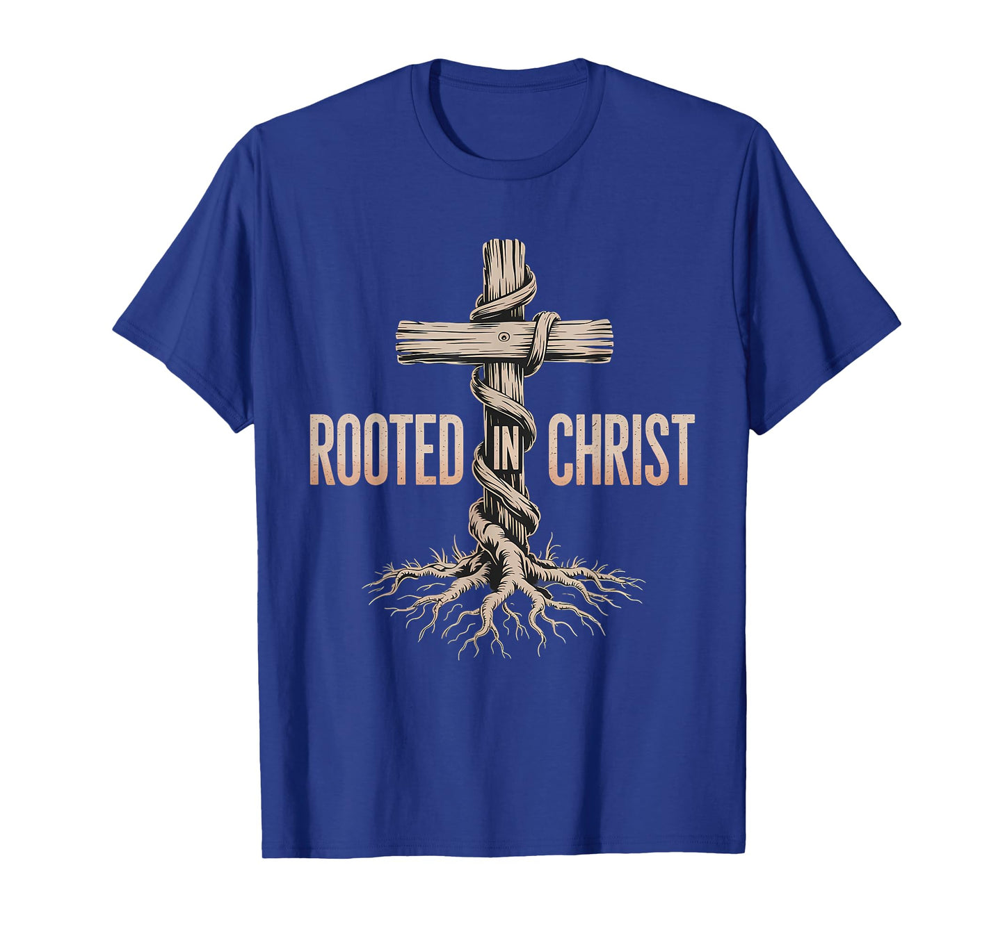 Rooted in Christ Jesus Cross Christian Faith T-Shirt