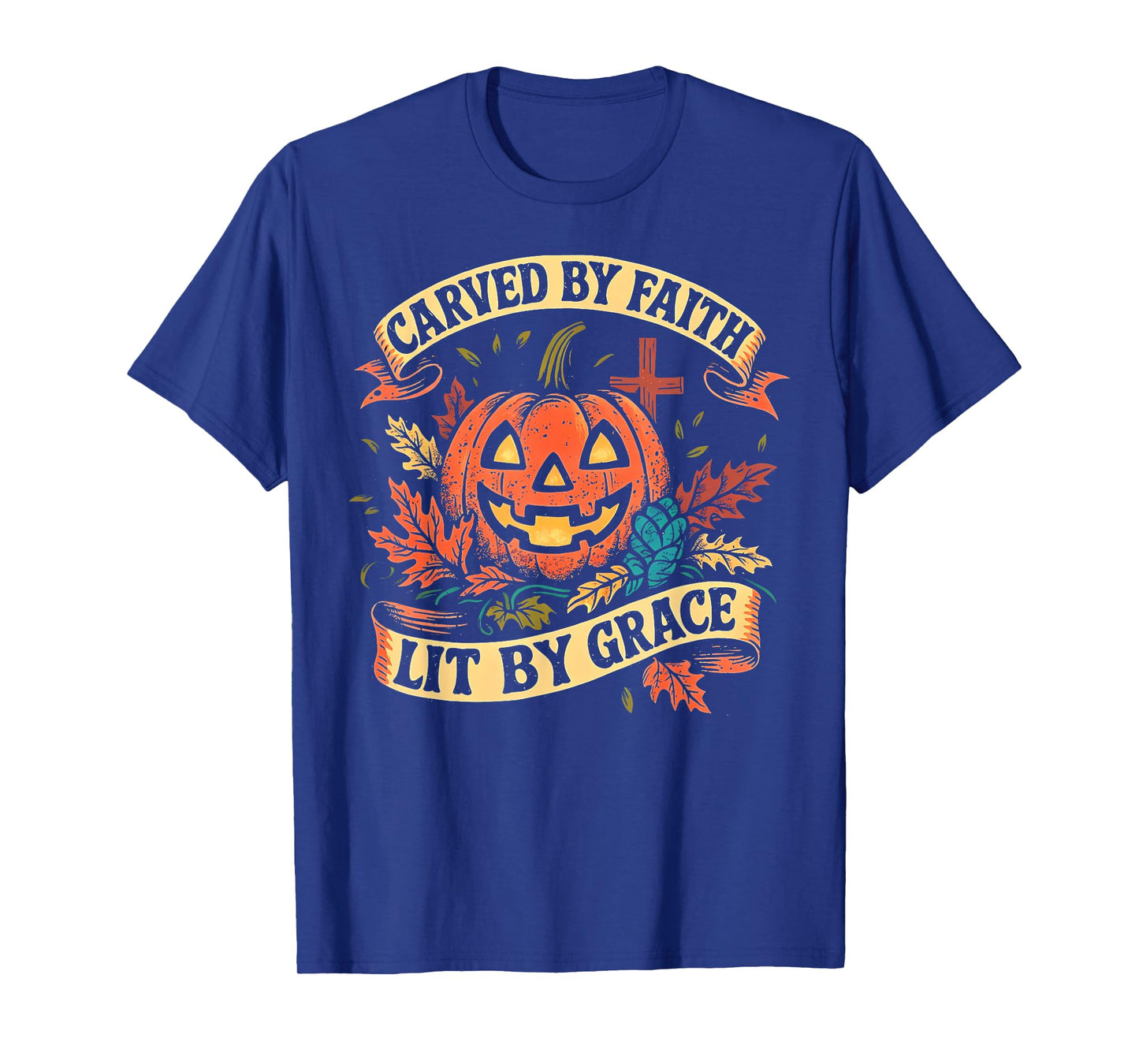 Carved by Faith Lit by Grace Religious Christian Halloween T-Shirt