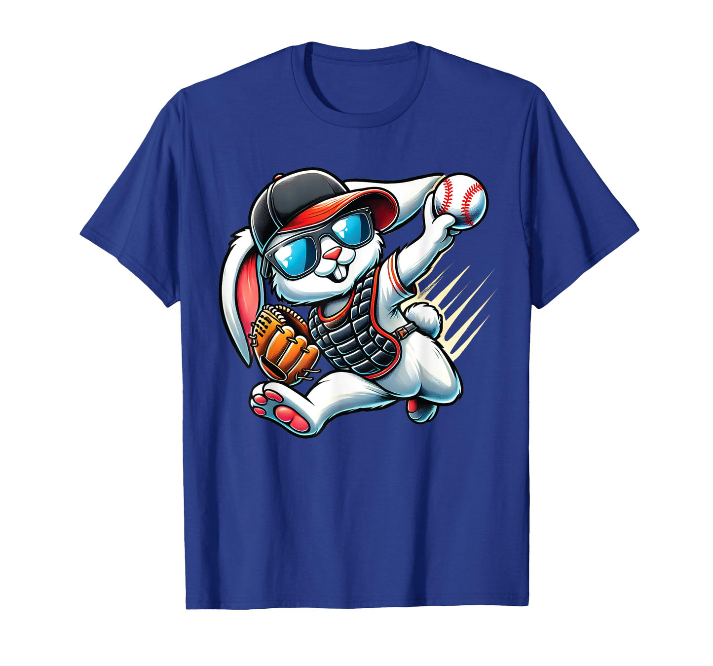 Easter Bunny Playing Baseball Catcher Teen Boys Kid Baseball T-Shirt