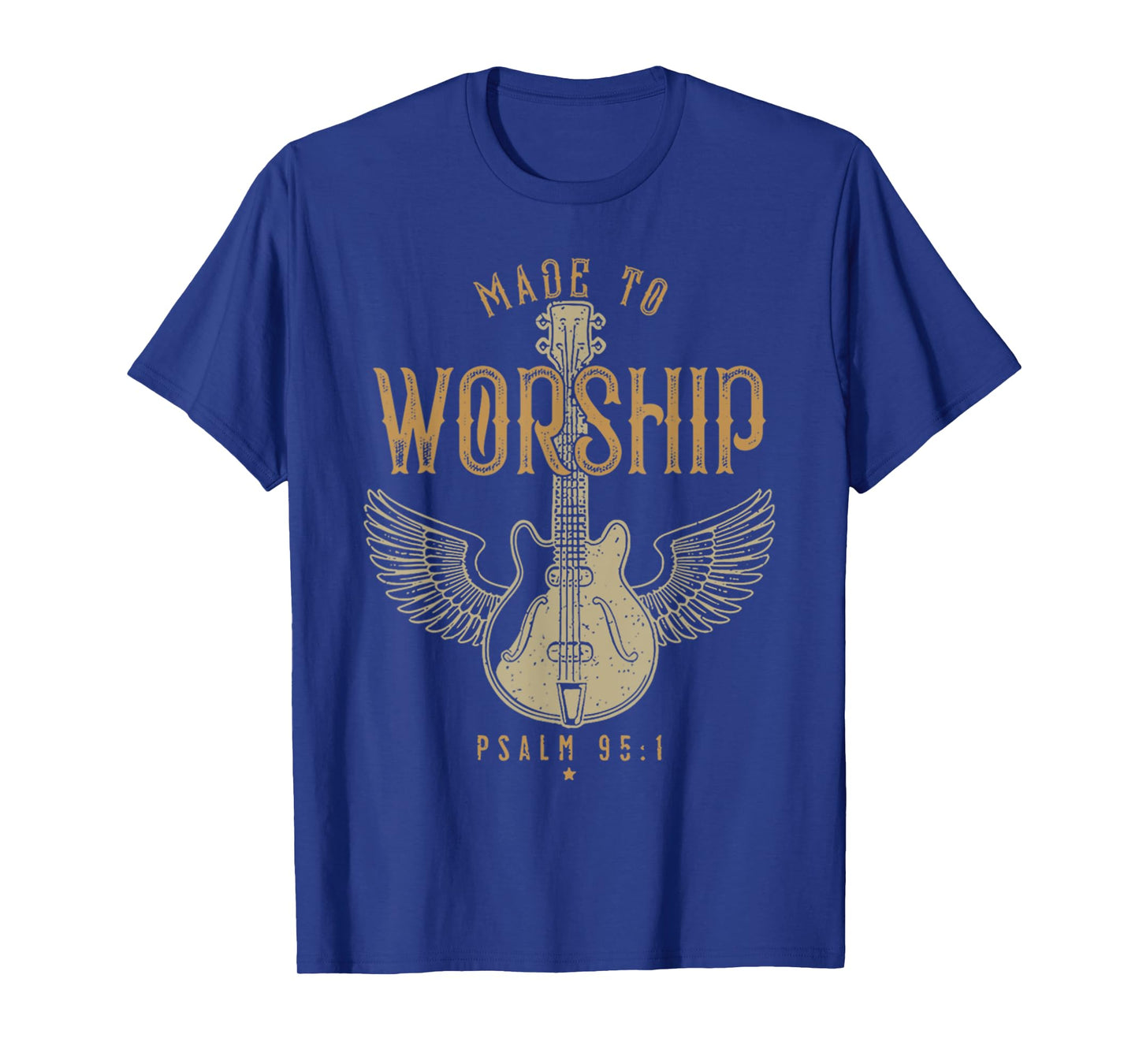 Vintage Made To Worship Psalm 95 1 Jesus Guitar Bible Verse T-Shirt