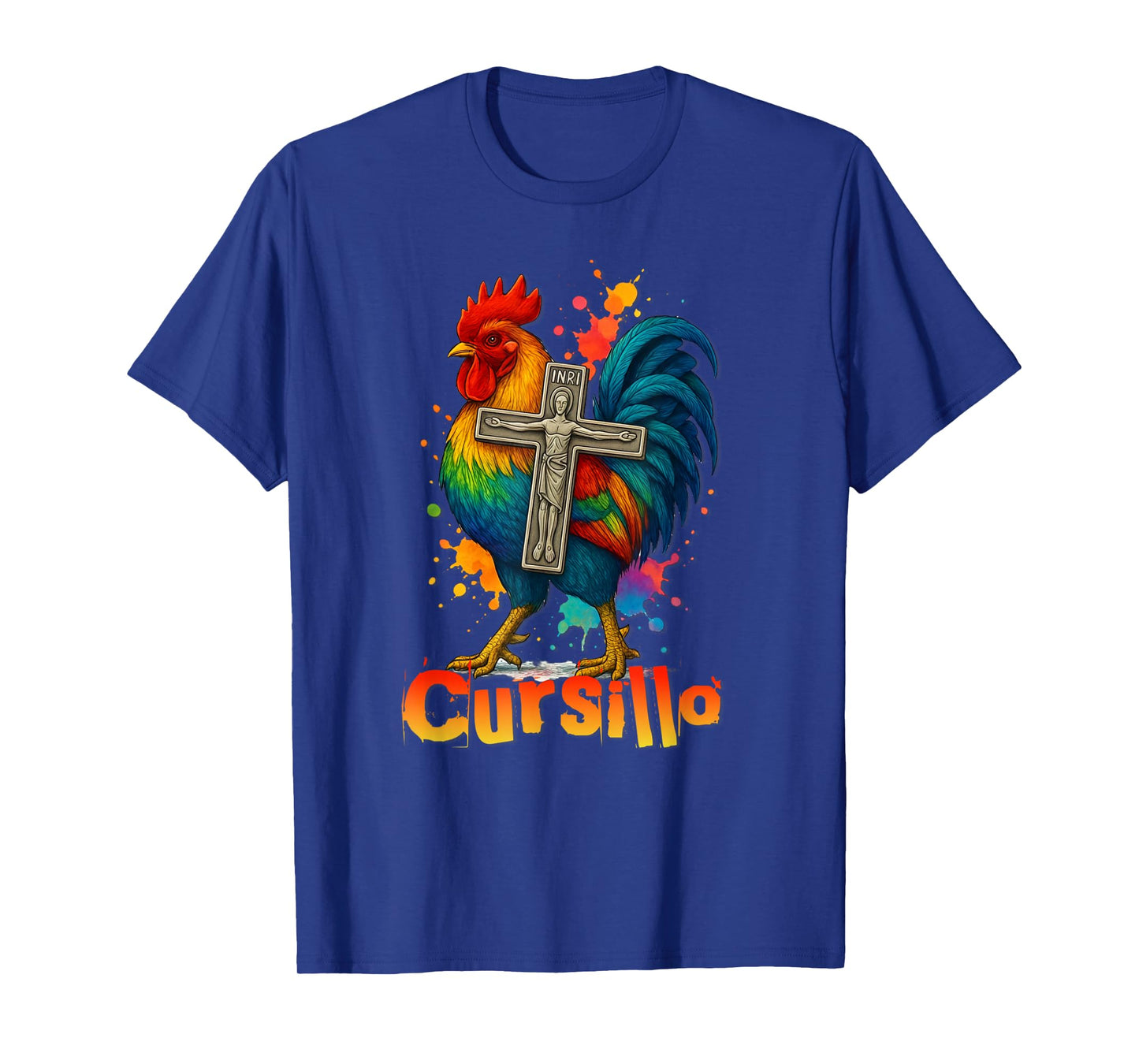 DeColores Cursillo Rainbow Rooster Catholic T-Shirt