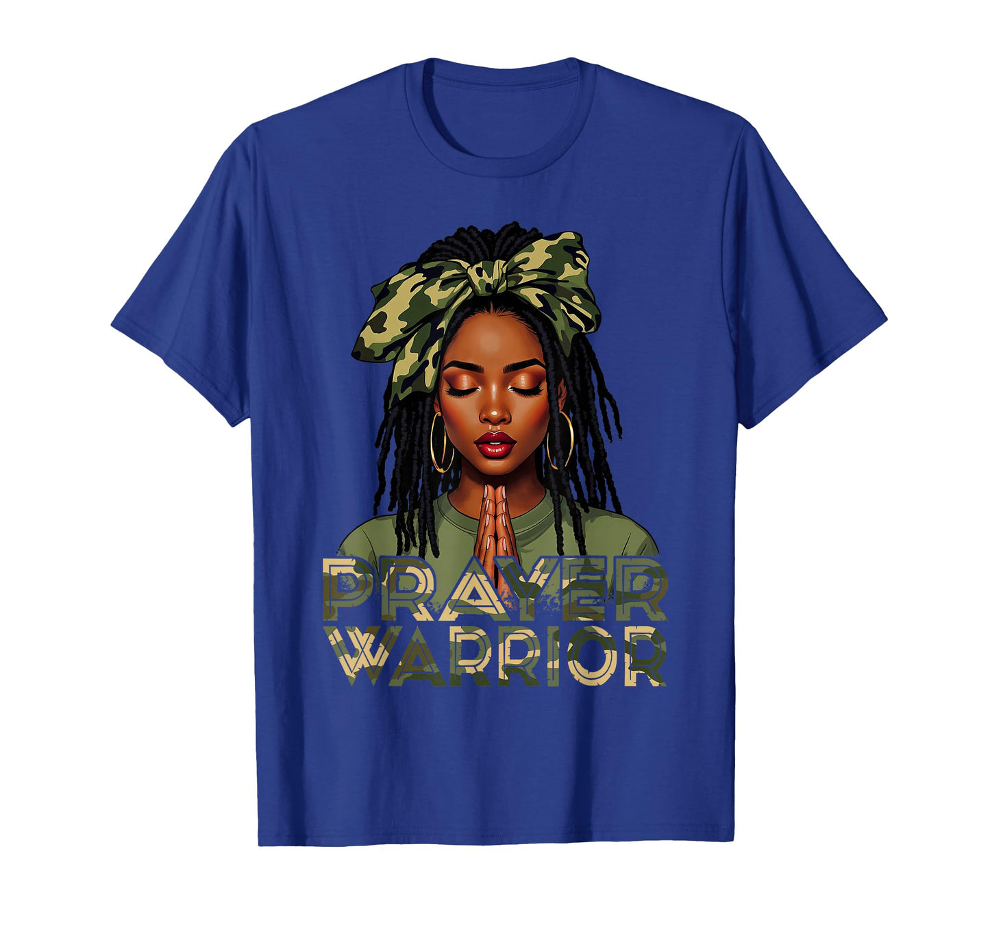 Prayer Warrior Locs Christian Black Woman Camo Bandana T-Shirt