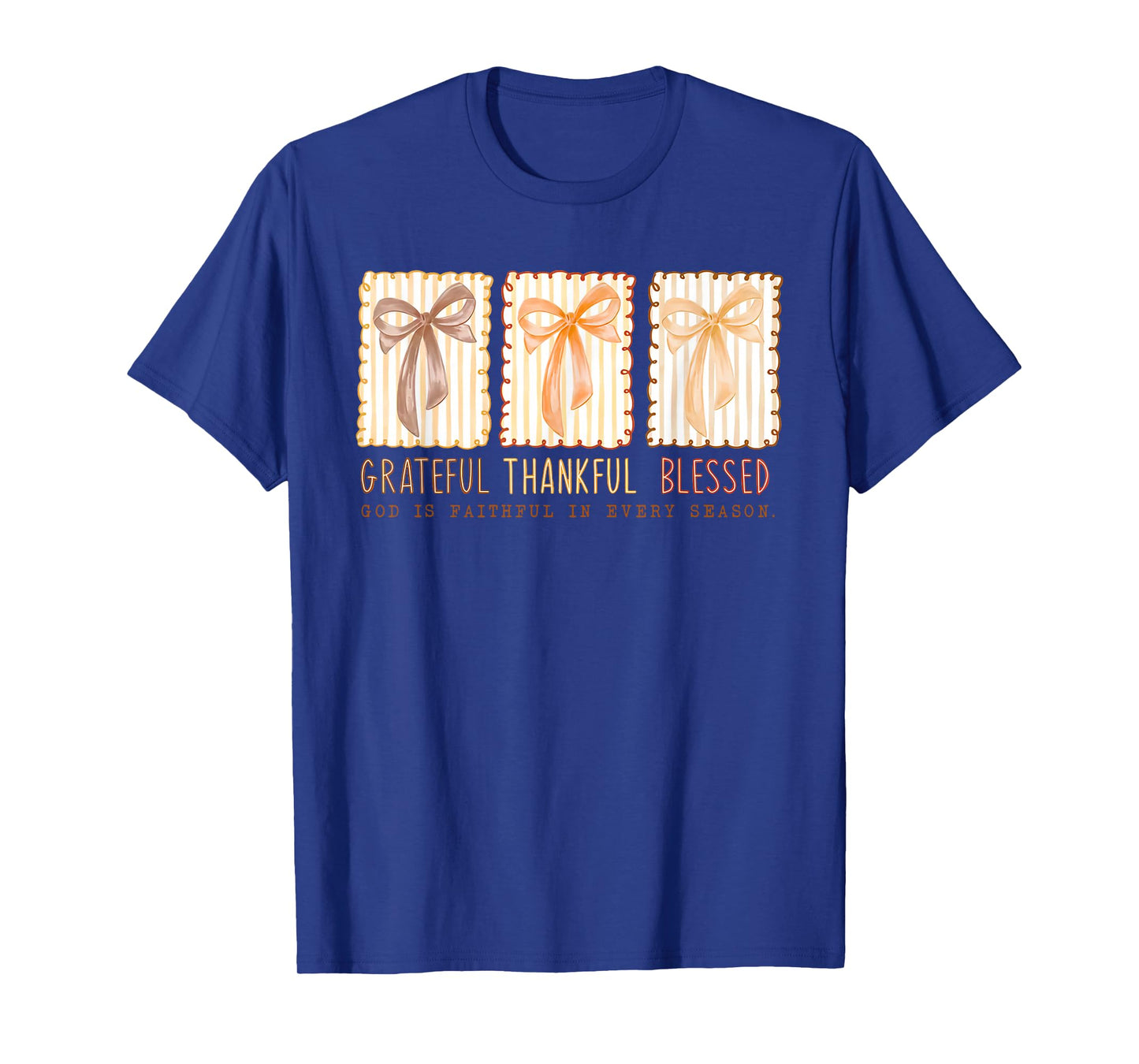 Grateful Thankful Blessed God's Faithful Christian Faith Bow T-Shirt