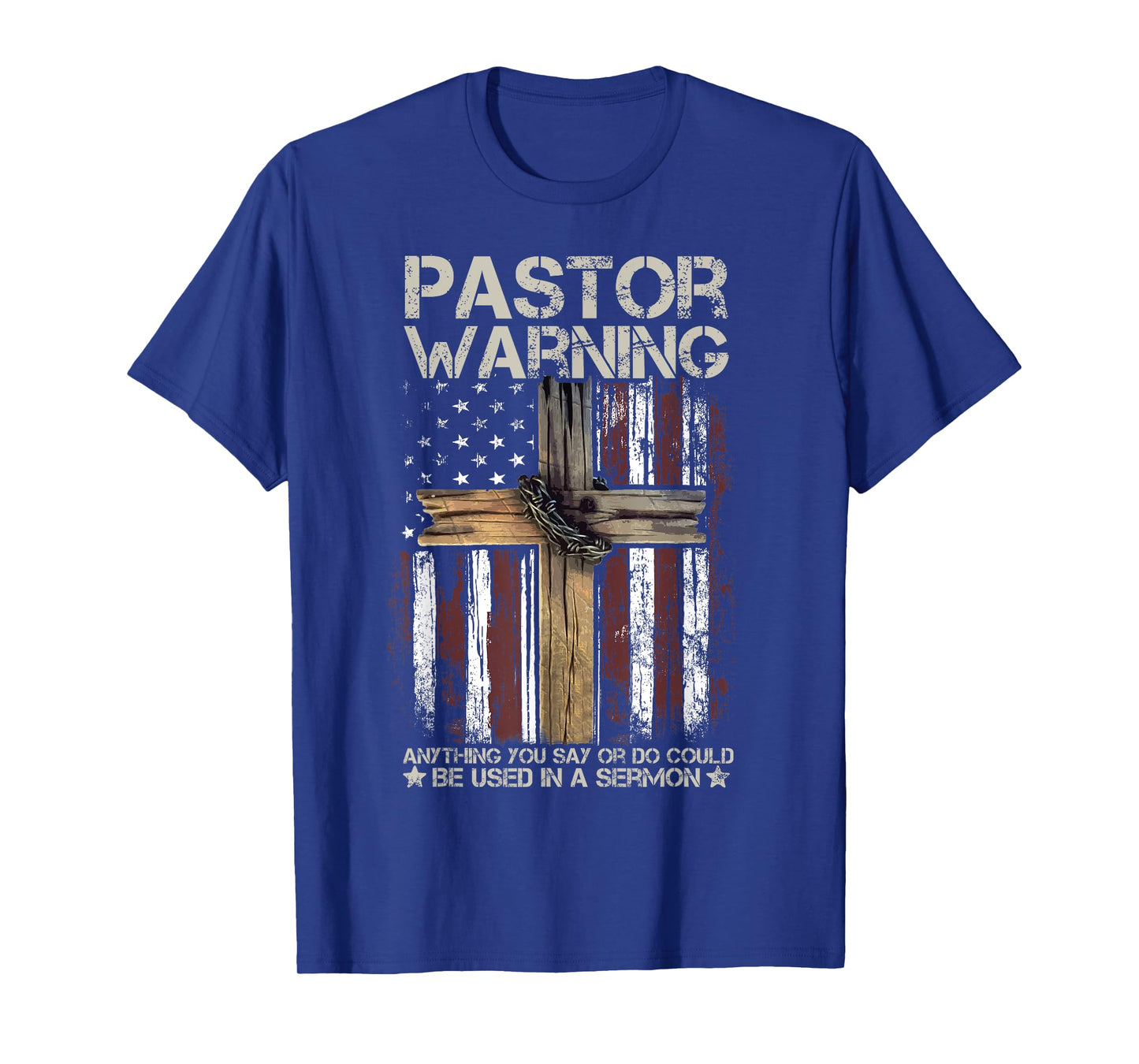 Christian Cross USA American Flag Pastor Warning Women Men T-Shirt