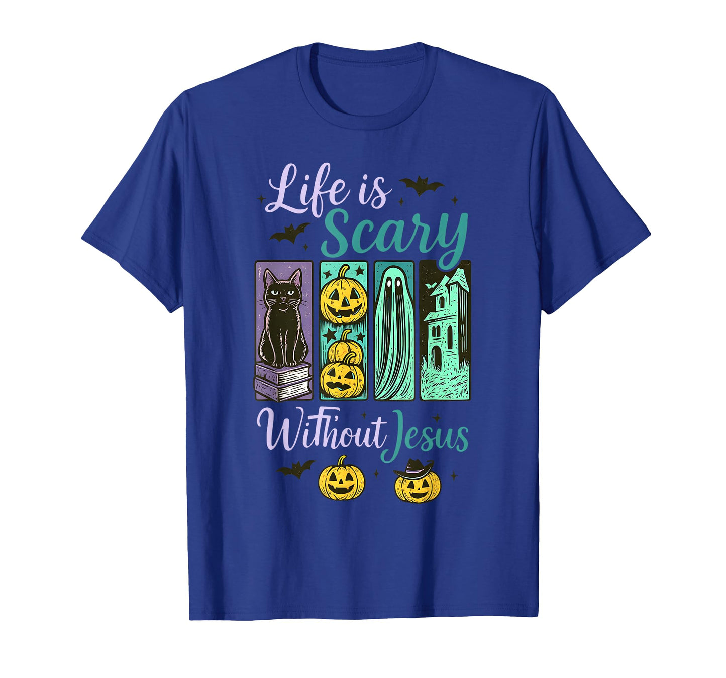 Life is Scary Without Jesus Christian Halloween Retro Faith T-Shirt