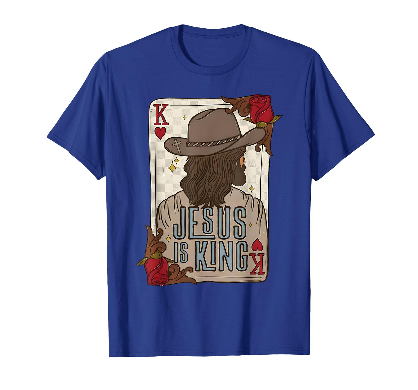 play card jesus is king christian cowboy western country T-Shirt